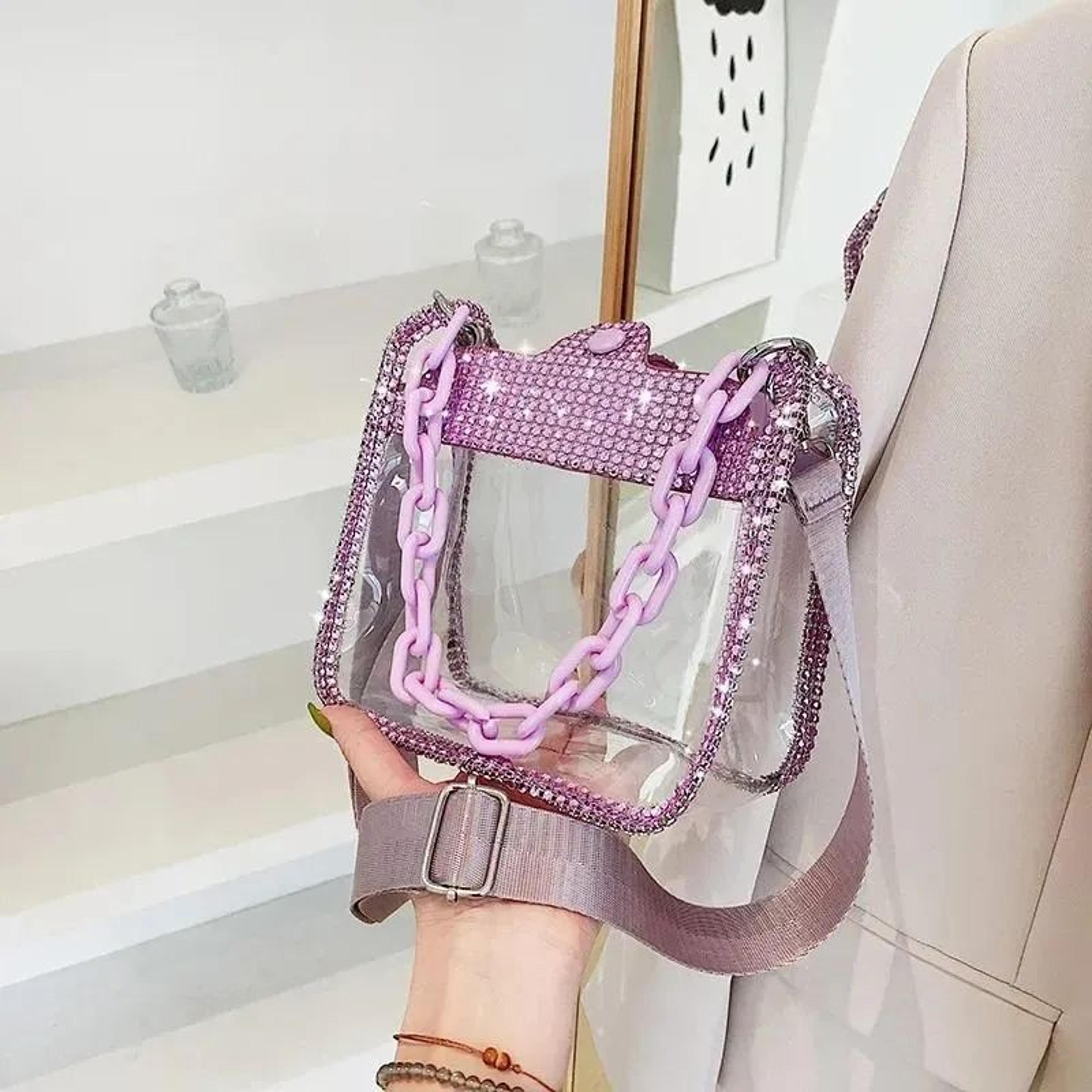 clear pvc crossbody bag for women with chain strap small jelly purse
