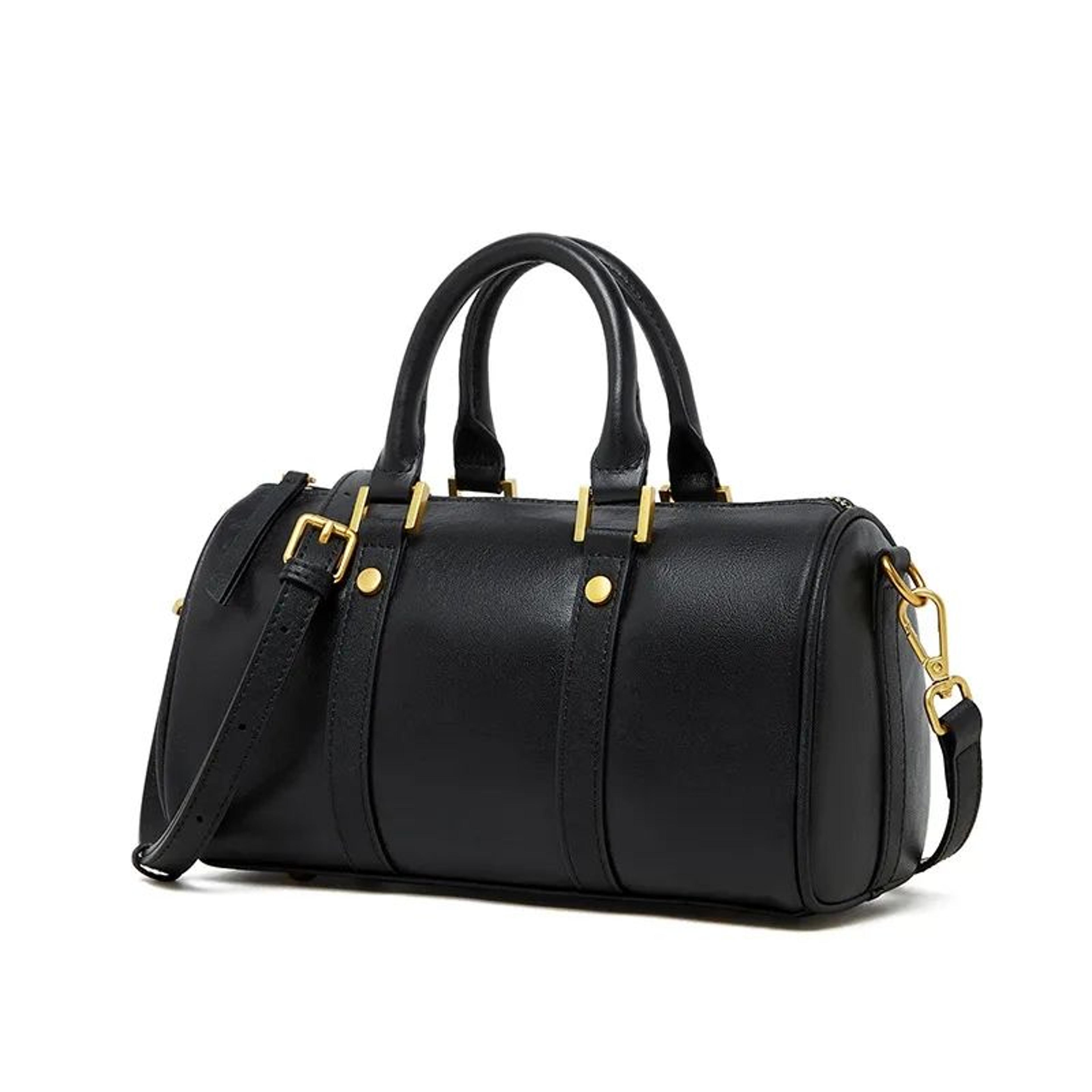 women vintage genuine leather boston crossbody handbag