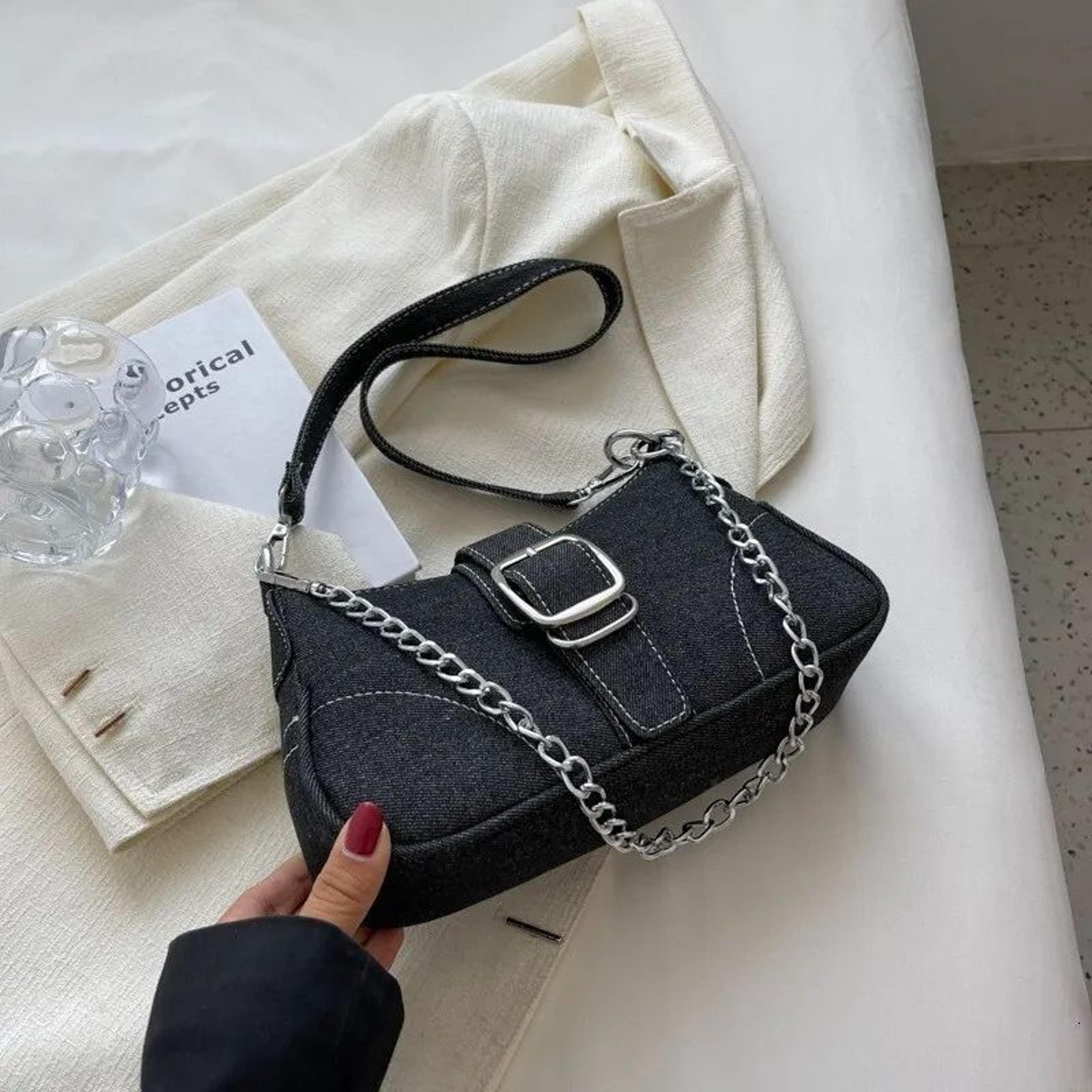women canvas crossbody shoulder bag with chain strap for summer