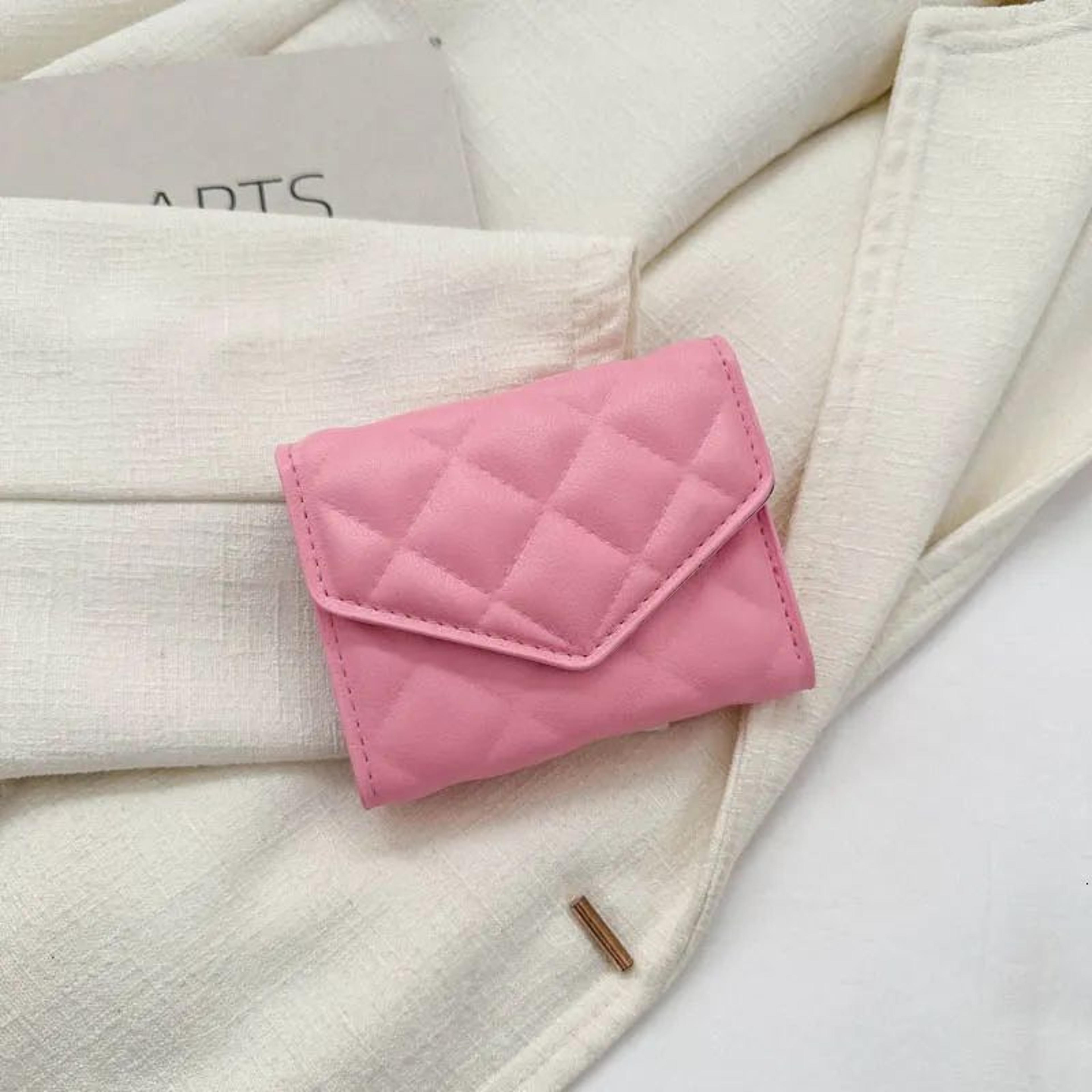 mini quilted embroidered coin purse for women compact square wallet