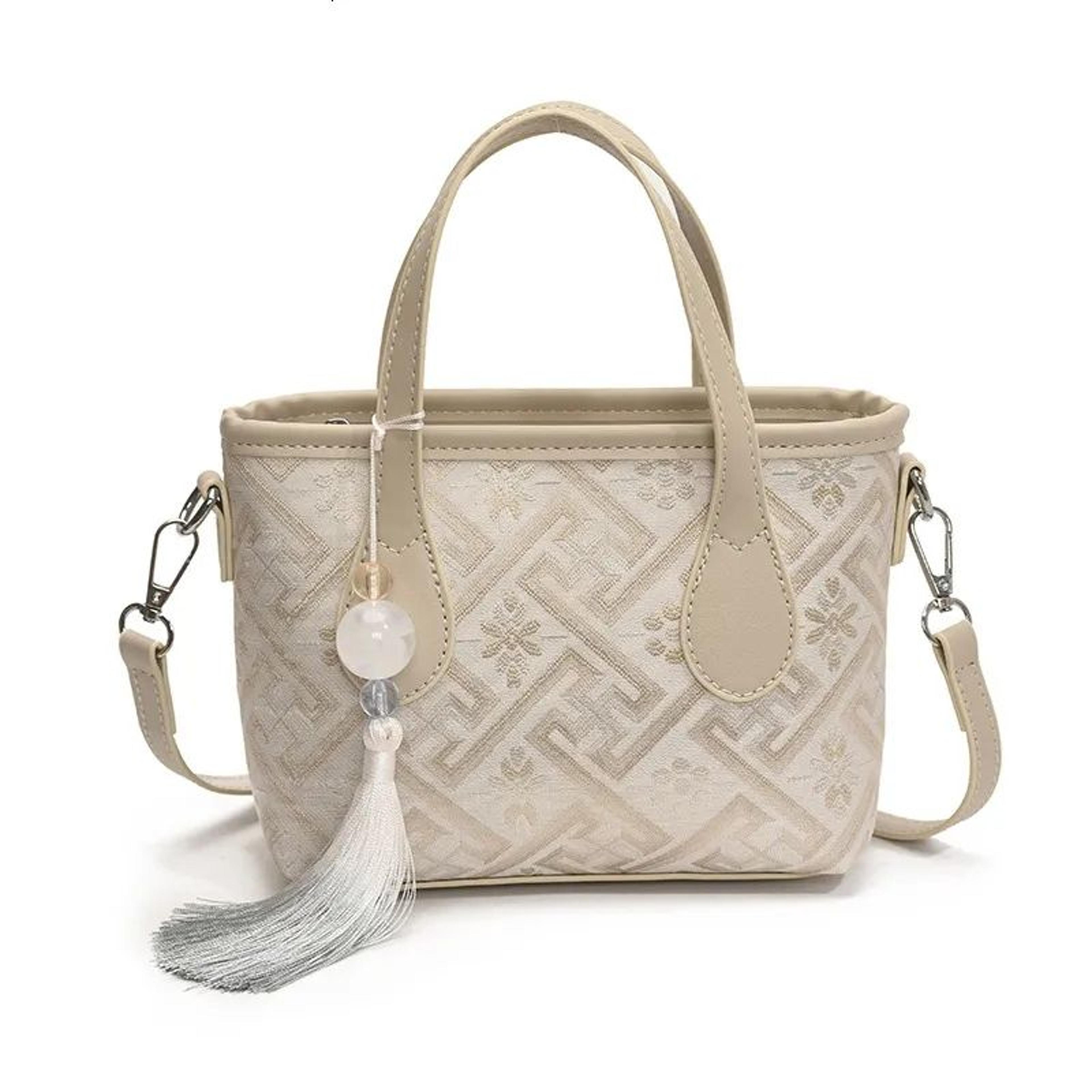 Womens Embroidered Brocade Handbag With Shoulder And Crossbody Design 4
