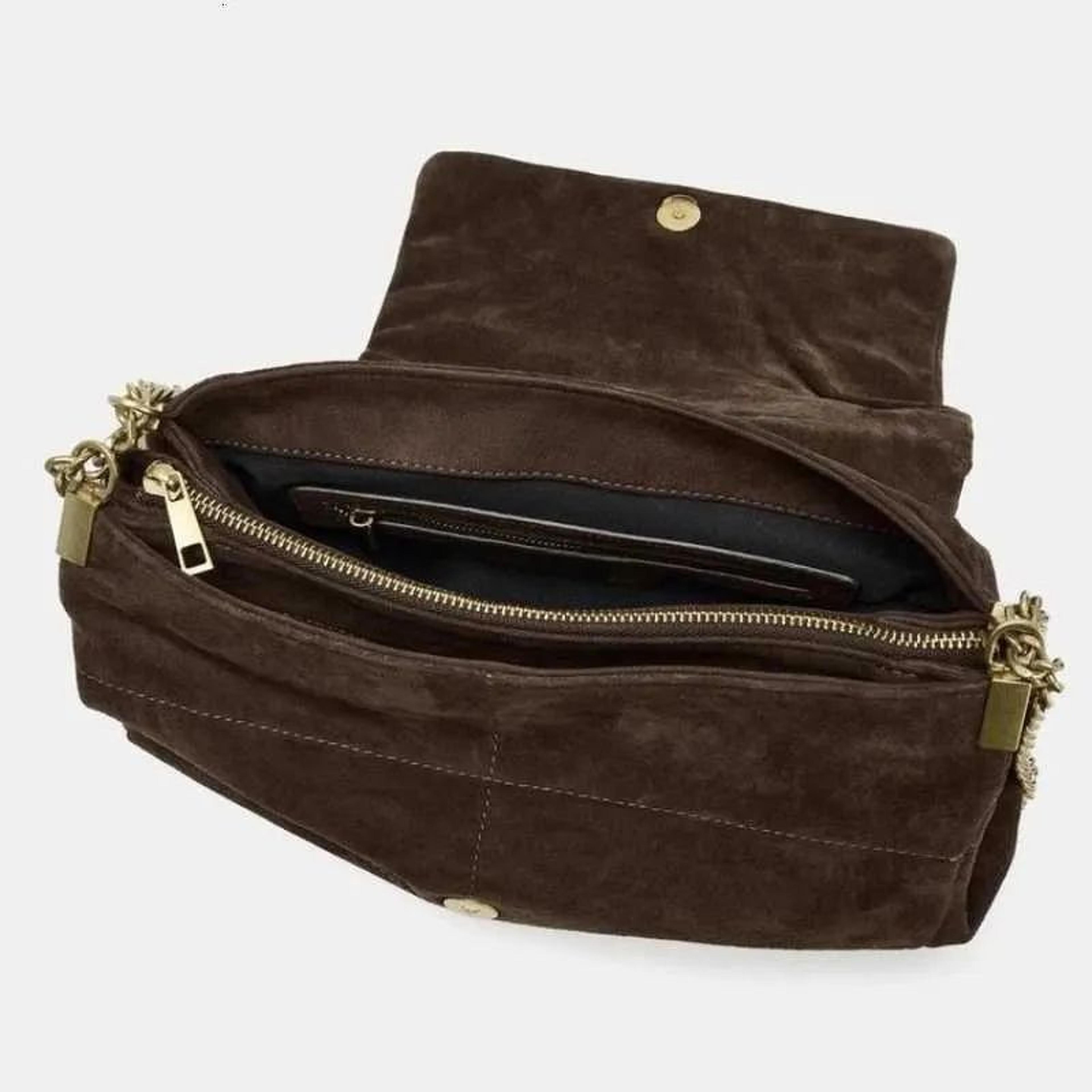 Womens Quilted Suede Shoulder Bag With Chain Strap Vintage Style Handbag 3