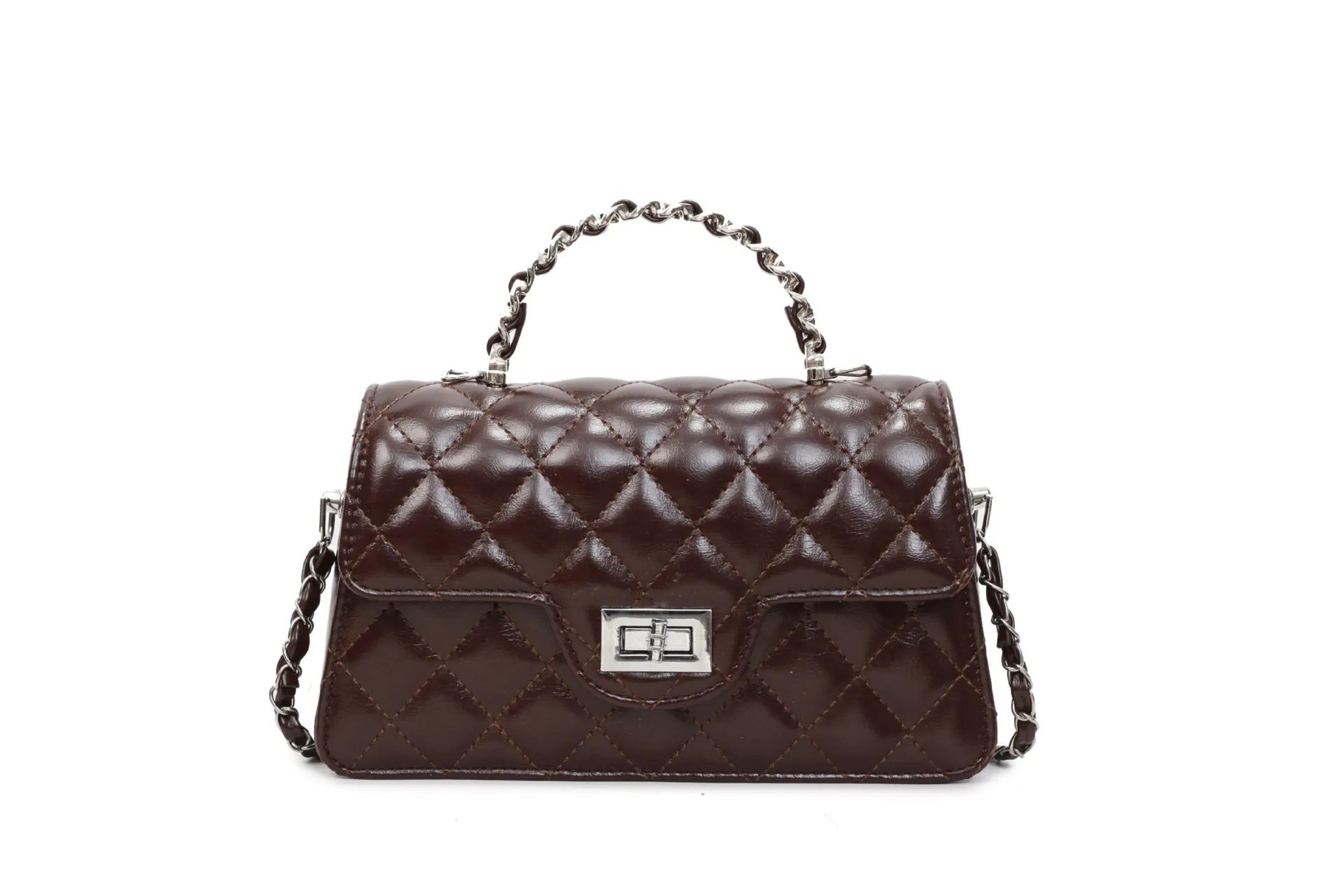Womens Small Square Shoulder Handbag With Diamond Grid Design And Chain Strap 3