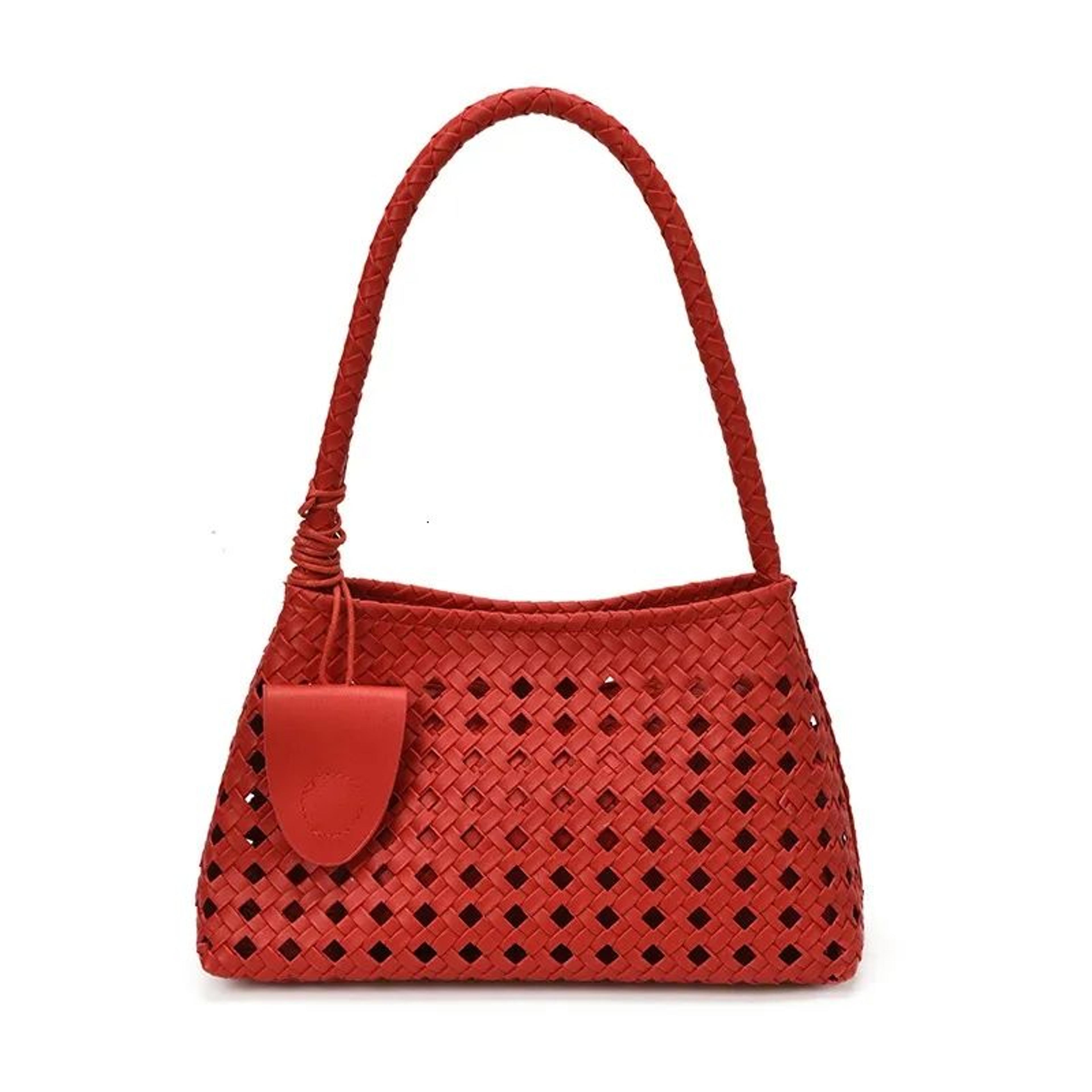 woven underarm shoulder bag for women with hollow-out design