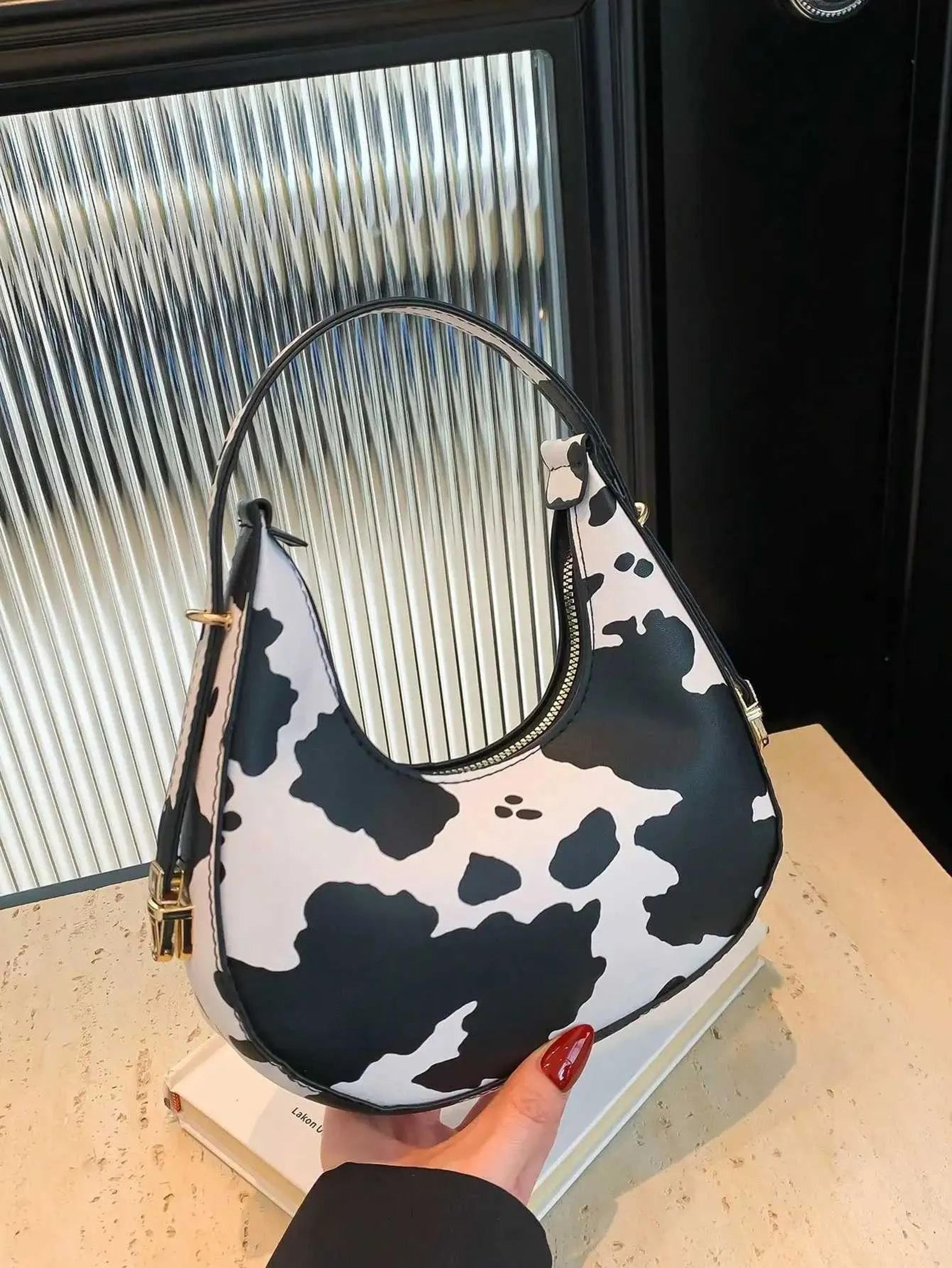 leopard print crescent shoulder handbag for women