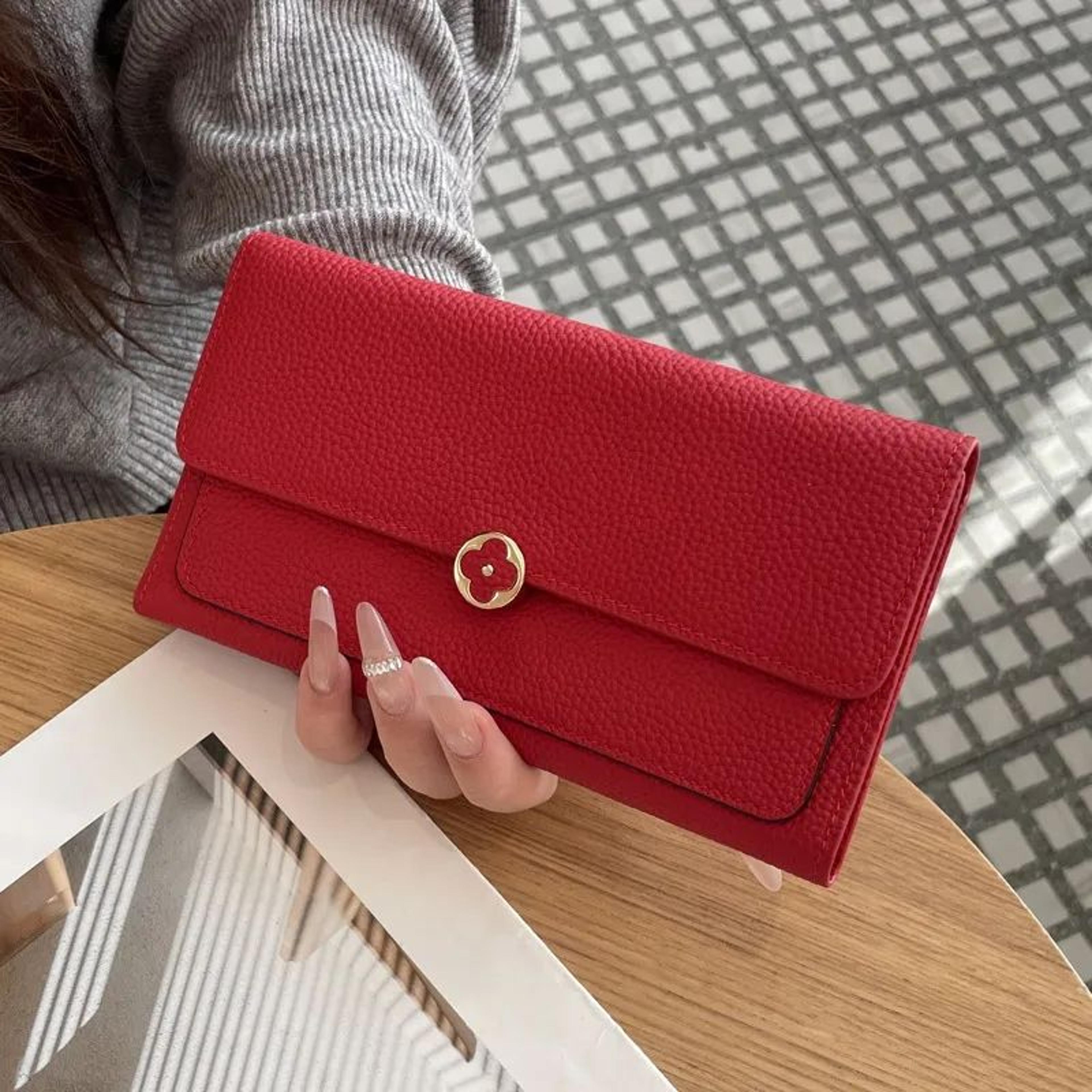 women genuine cowhide leather long wallet classic fashionable everyday accessory
