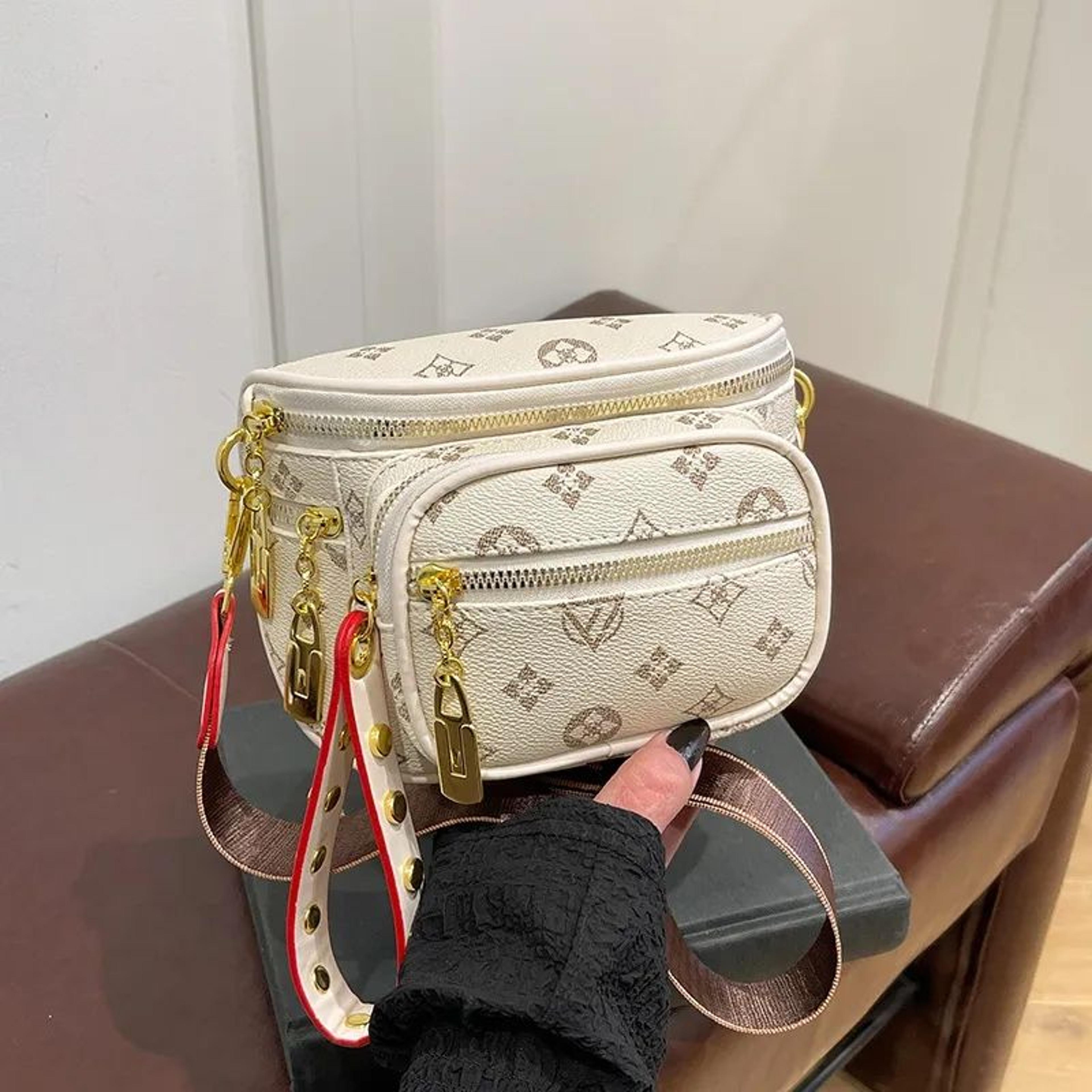 women's multi-layer zipper crossbody shoulder bag with monogram design