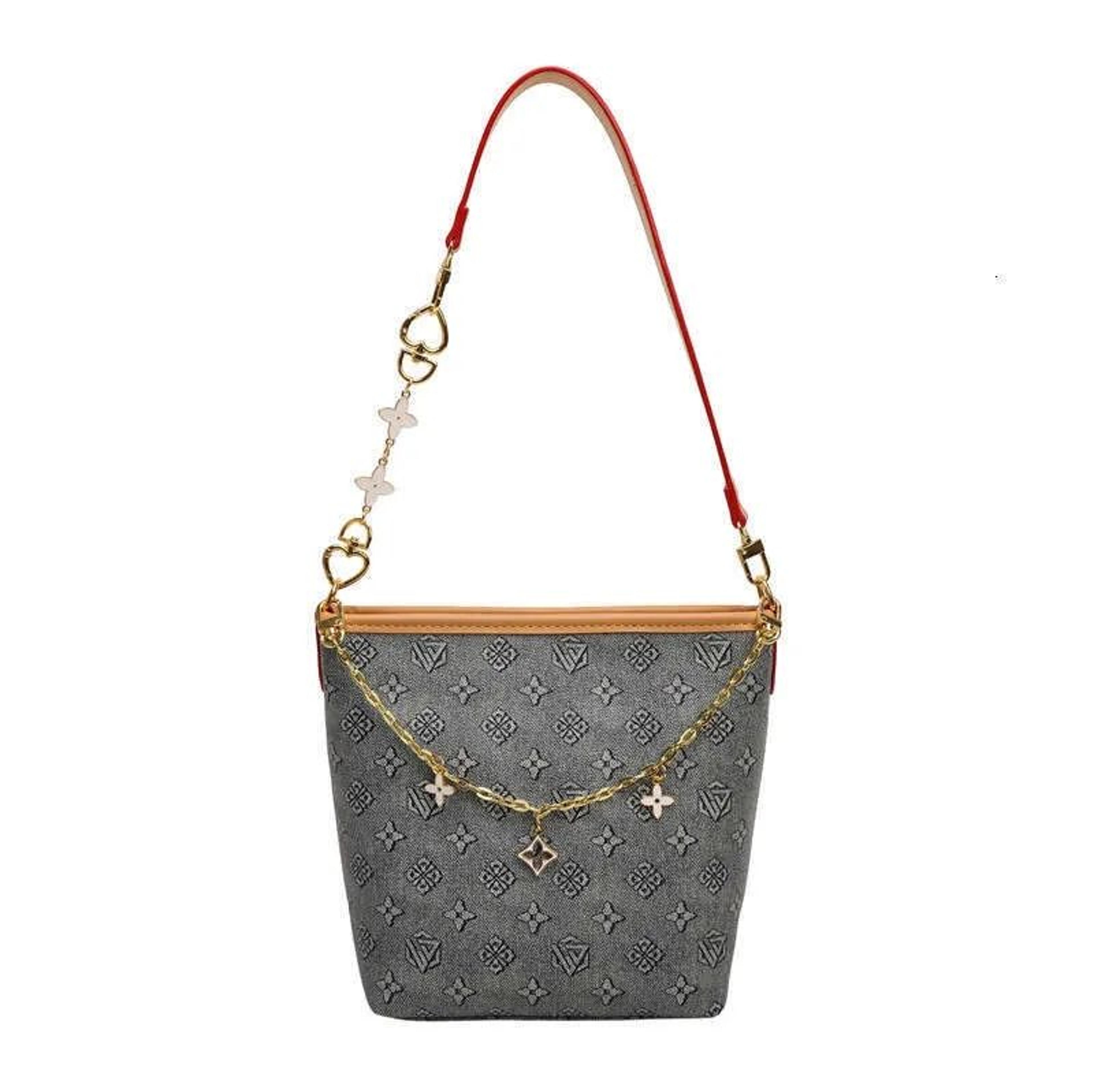 vintage monogram bucket bag for women with large capacity and shoulder strap