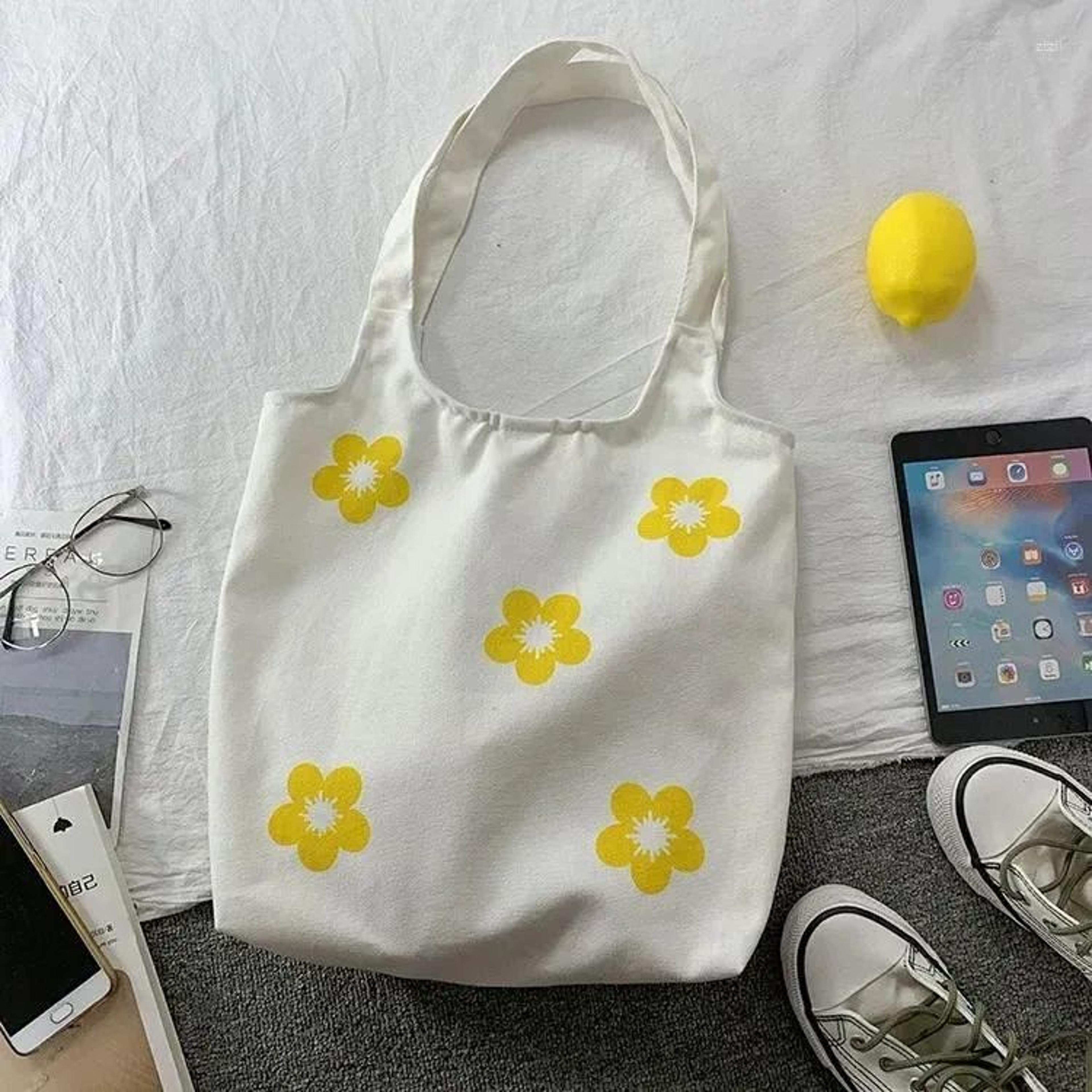 large canvas shoulder tote bag for women cotton fabric shopper handbag