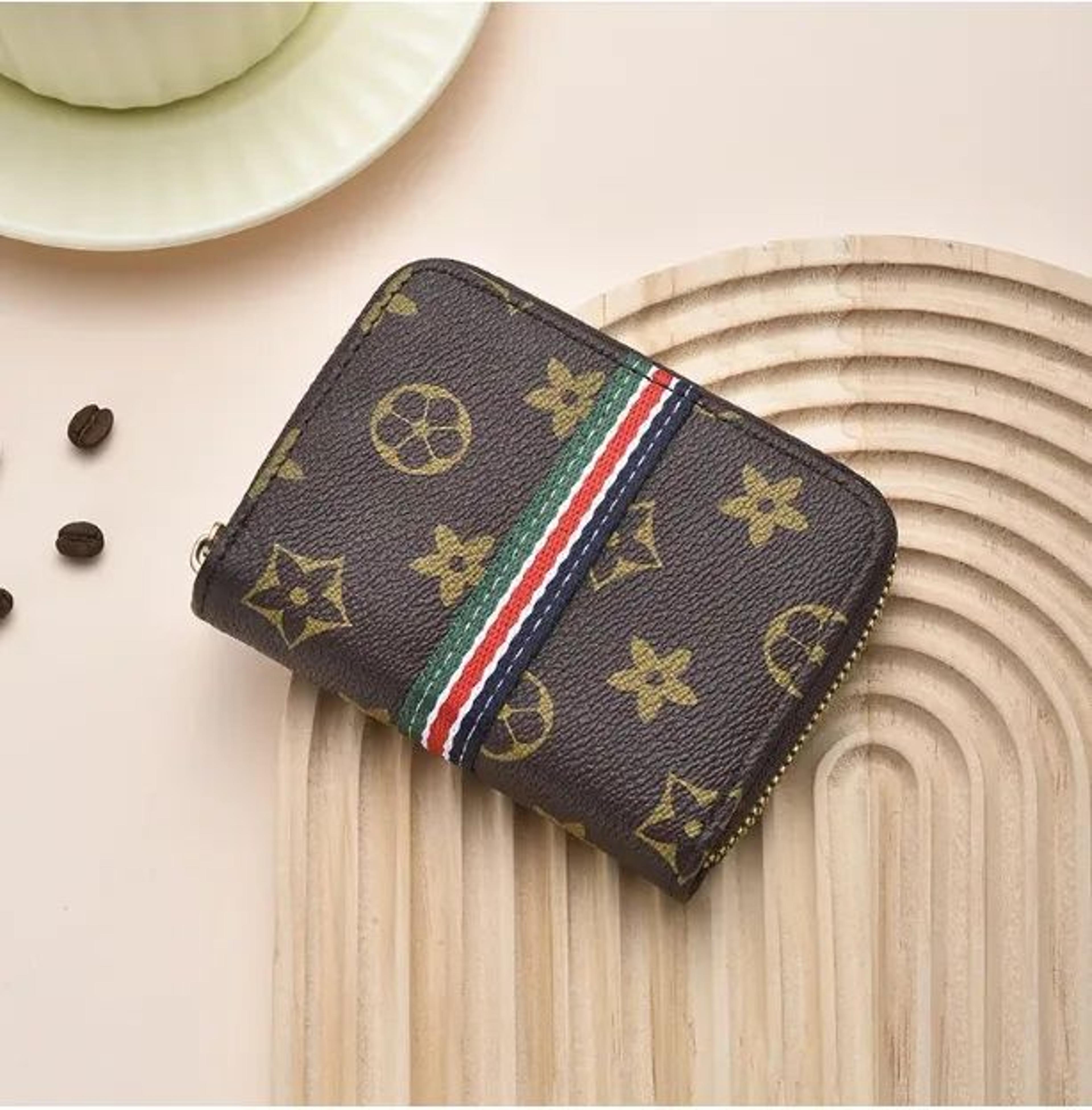 vintage monogram zip-around card holder wallet with multiple slots