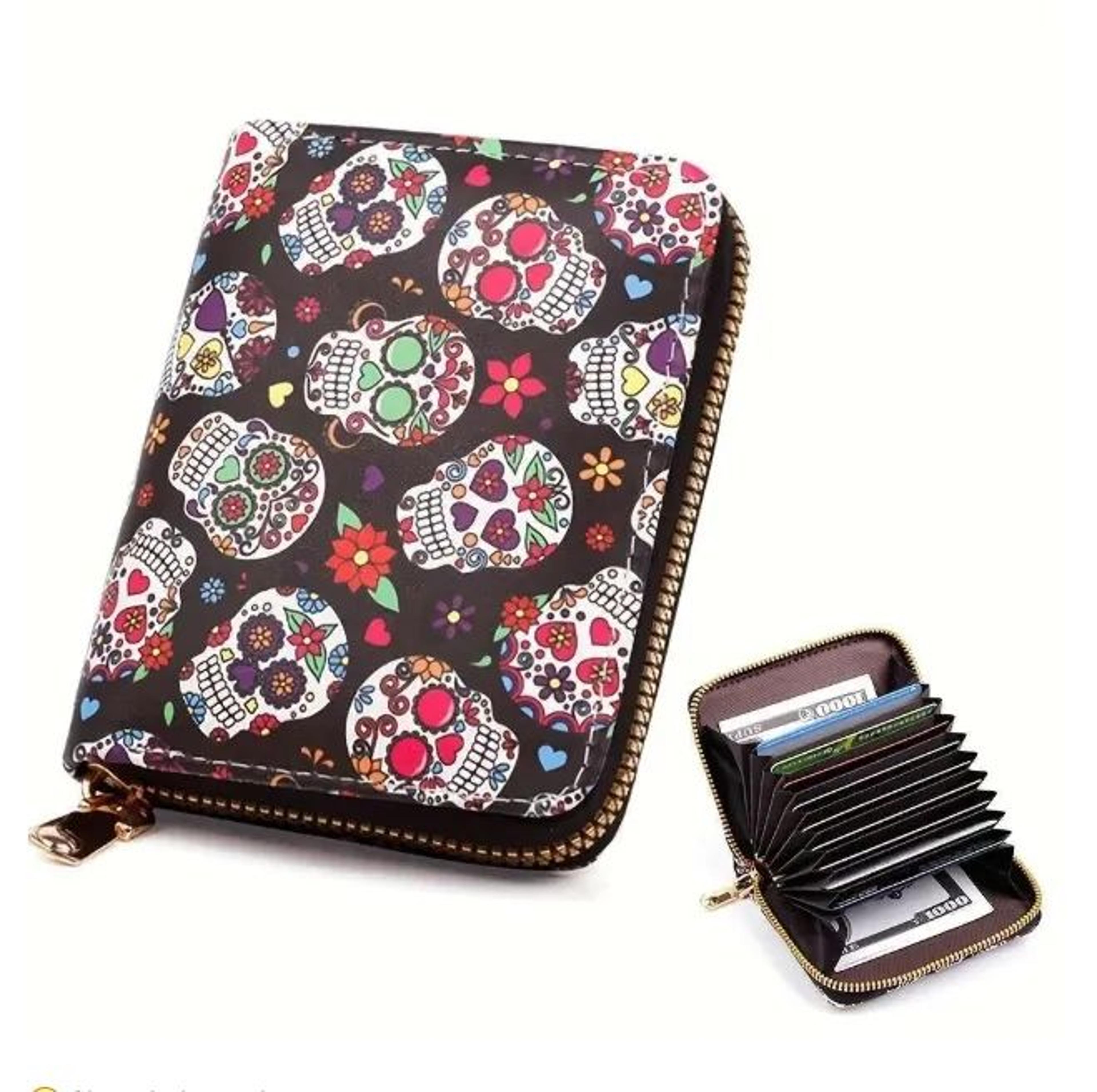 halloween skeleton purse with colorful skull design for women
