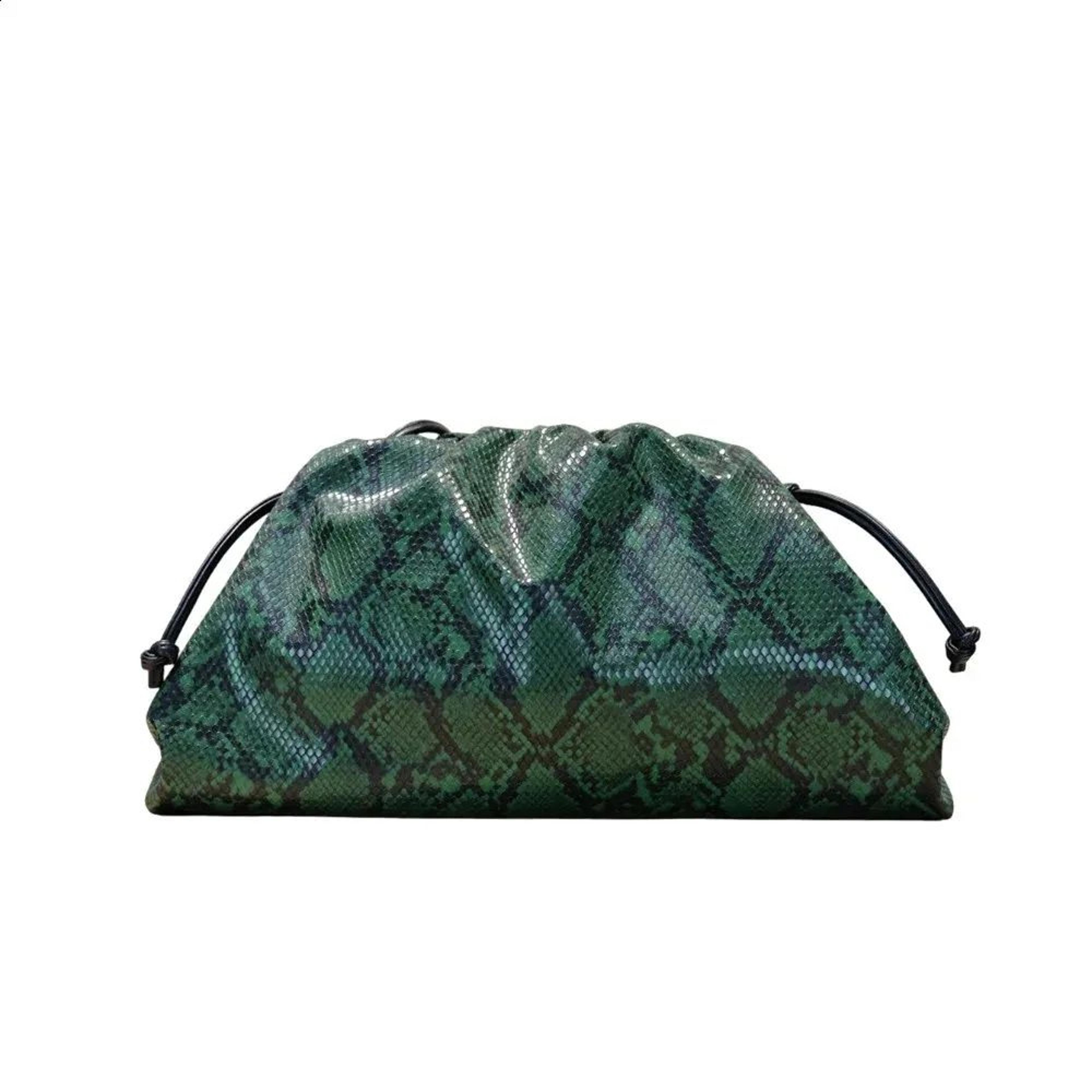 WomenPleated Snake Pattern Shoulder Bag With Dumpling Cloud Pouch Design 1
