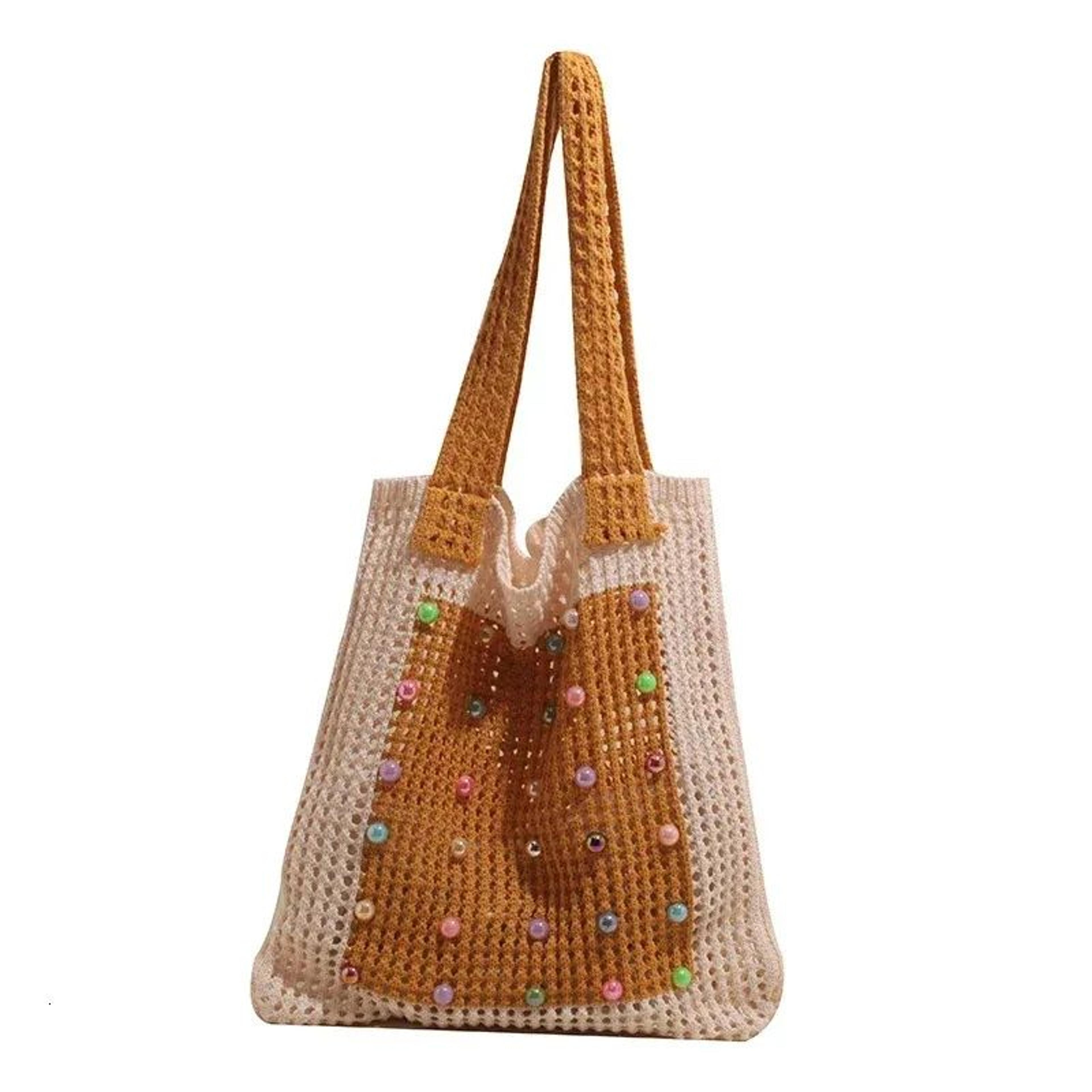 Womens Large Capacity Contrast Color HollowOut Shoulder Bag 2