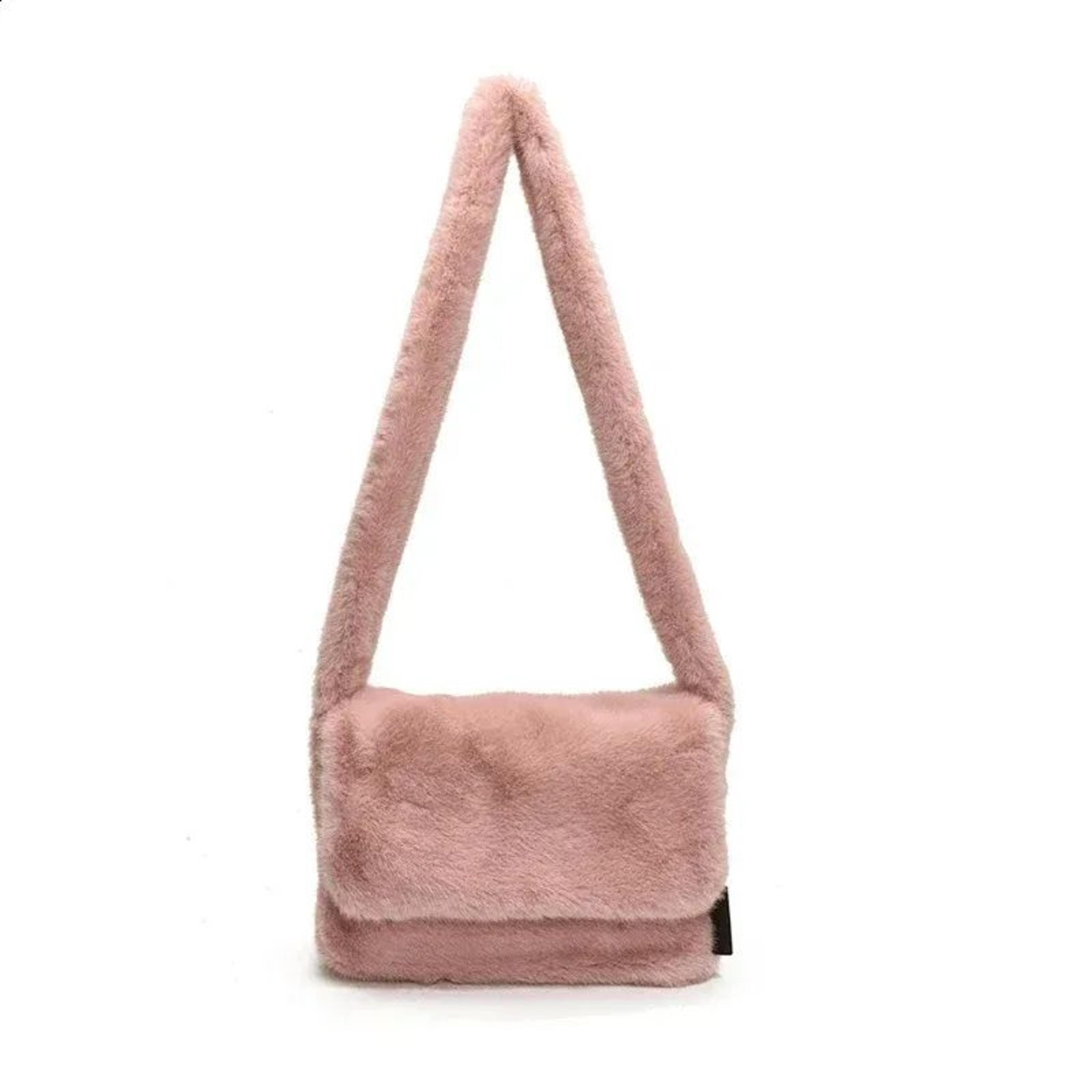 mini pu leather crossbody bag with plush finish and zipper closure