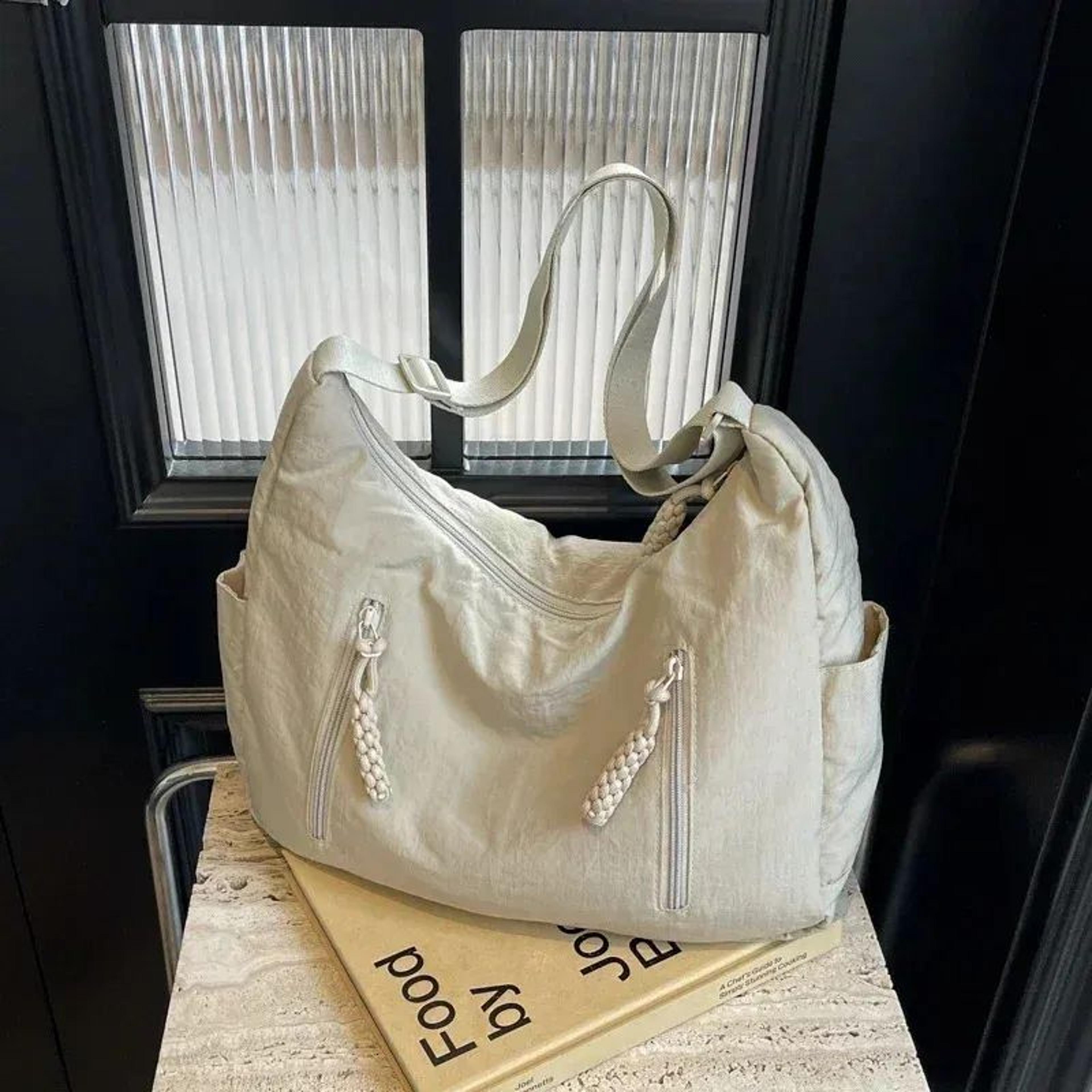 Womens Large Capacity Cloth Hobo Shoulder Bag With Multiple Pockets 1
