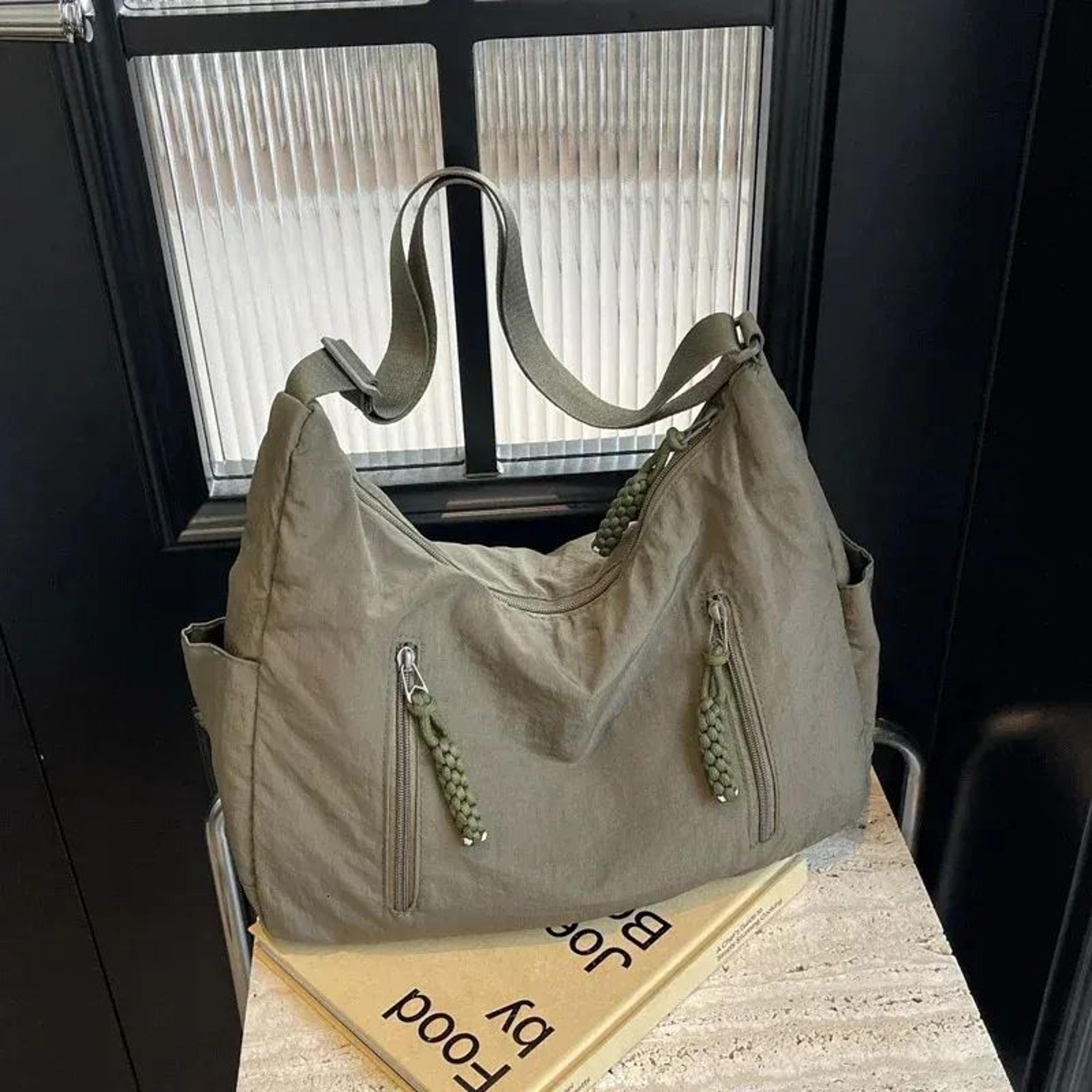 Womens Large Capacity Cloth Hobo Shoulder Bag With Multiple Pockets 4