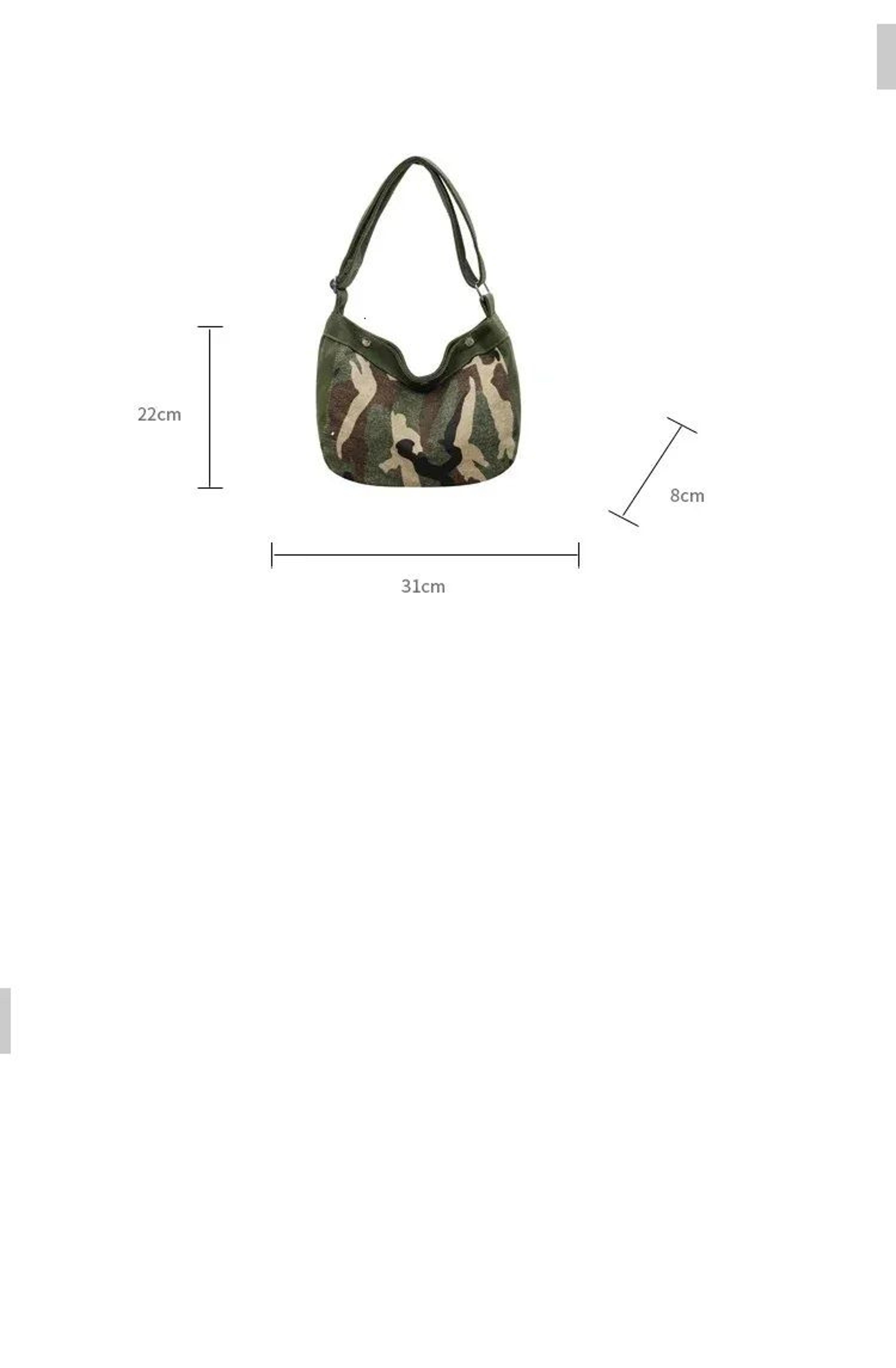 Camouflage Canvas Hobo Shoulder Bag For Women Retro Army Green Crossbody Purse 4