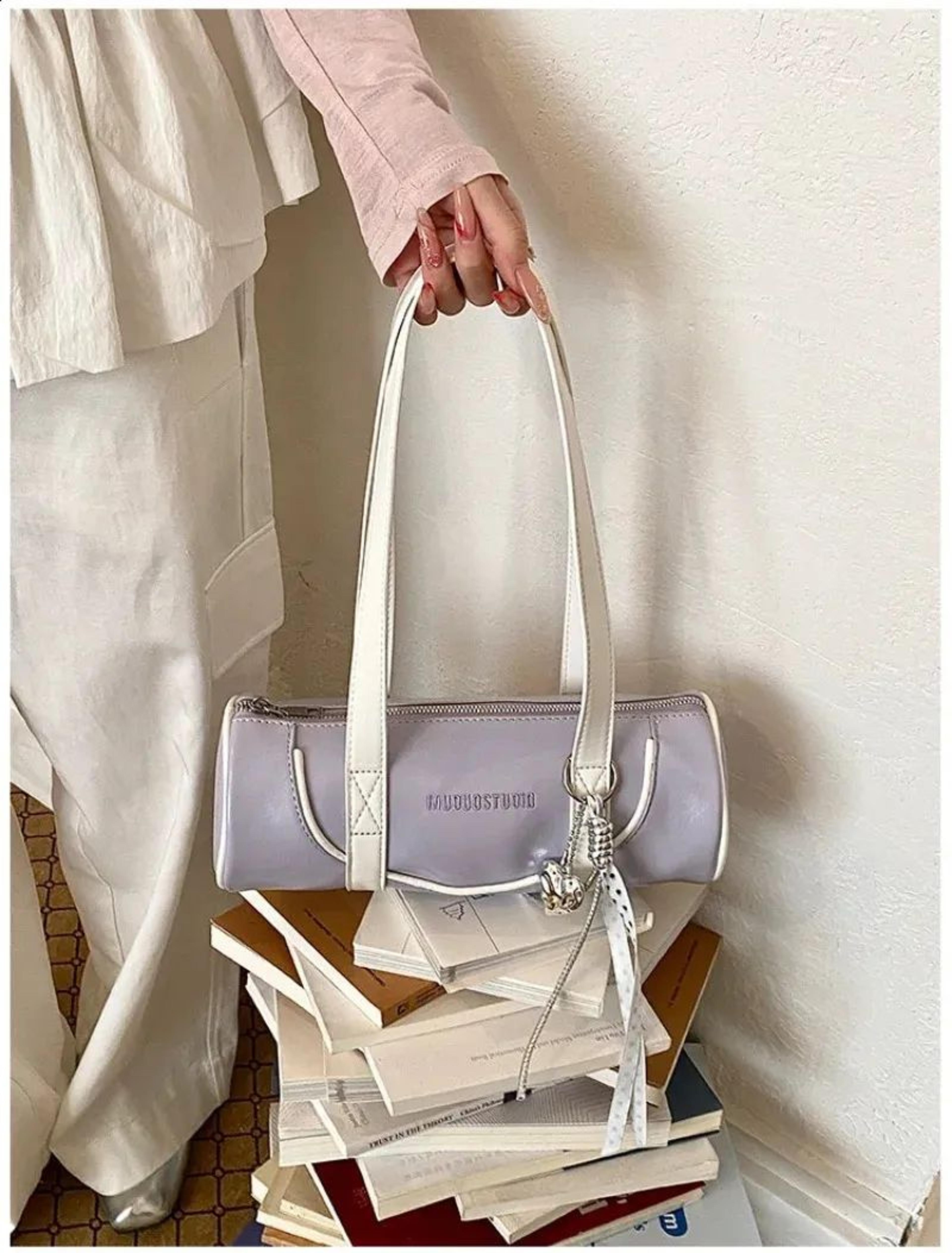 Womens Cylinder Shoulder Bag With Contrast Trim For Everyday Use 7