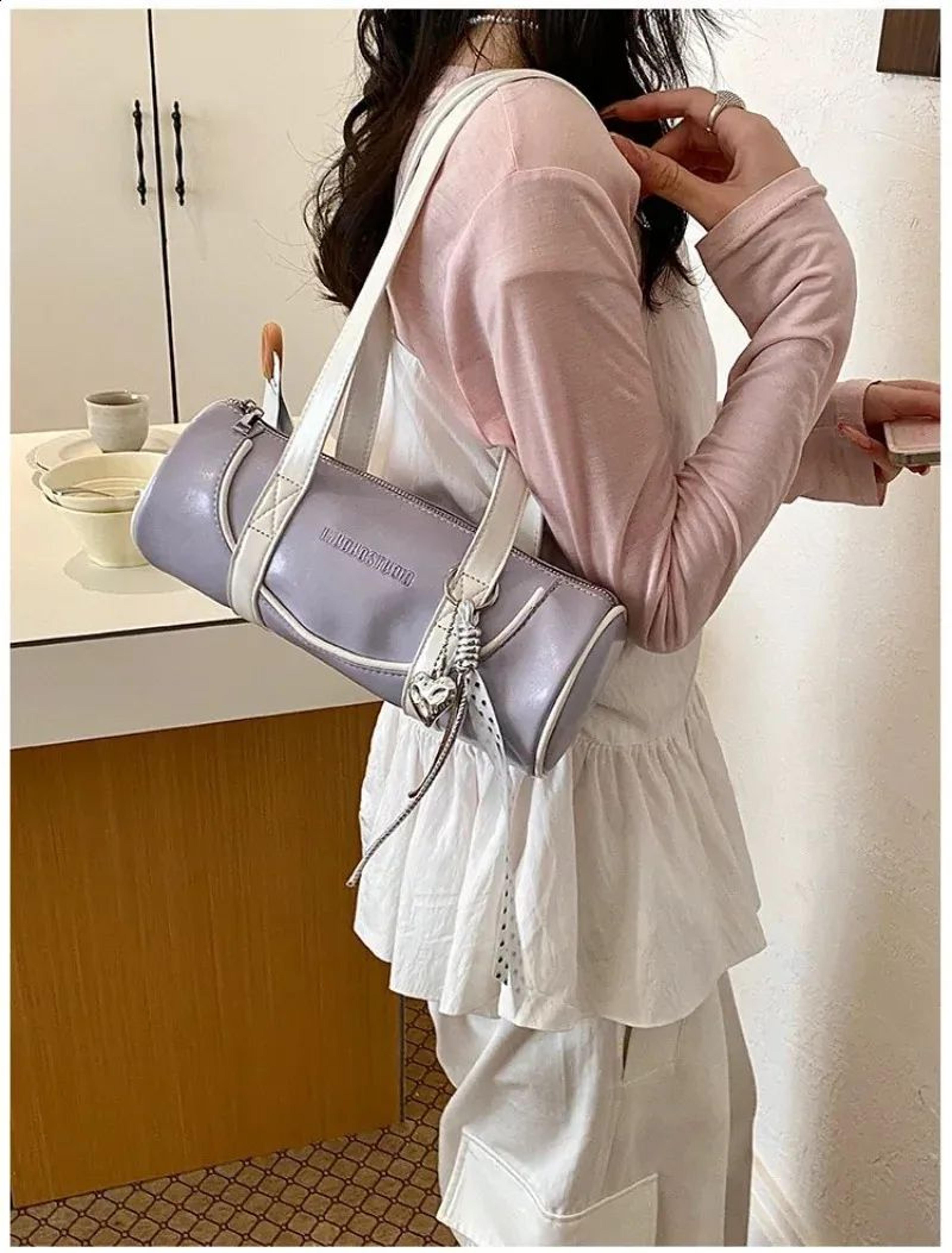 Womens Cylinder Shoulder Bag With Contrast Trim For Everyday Use 5