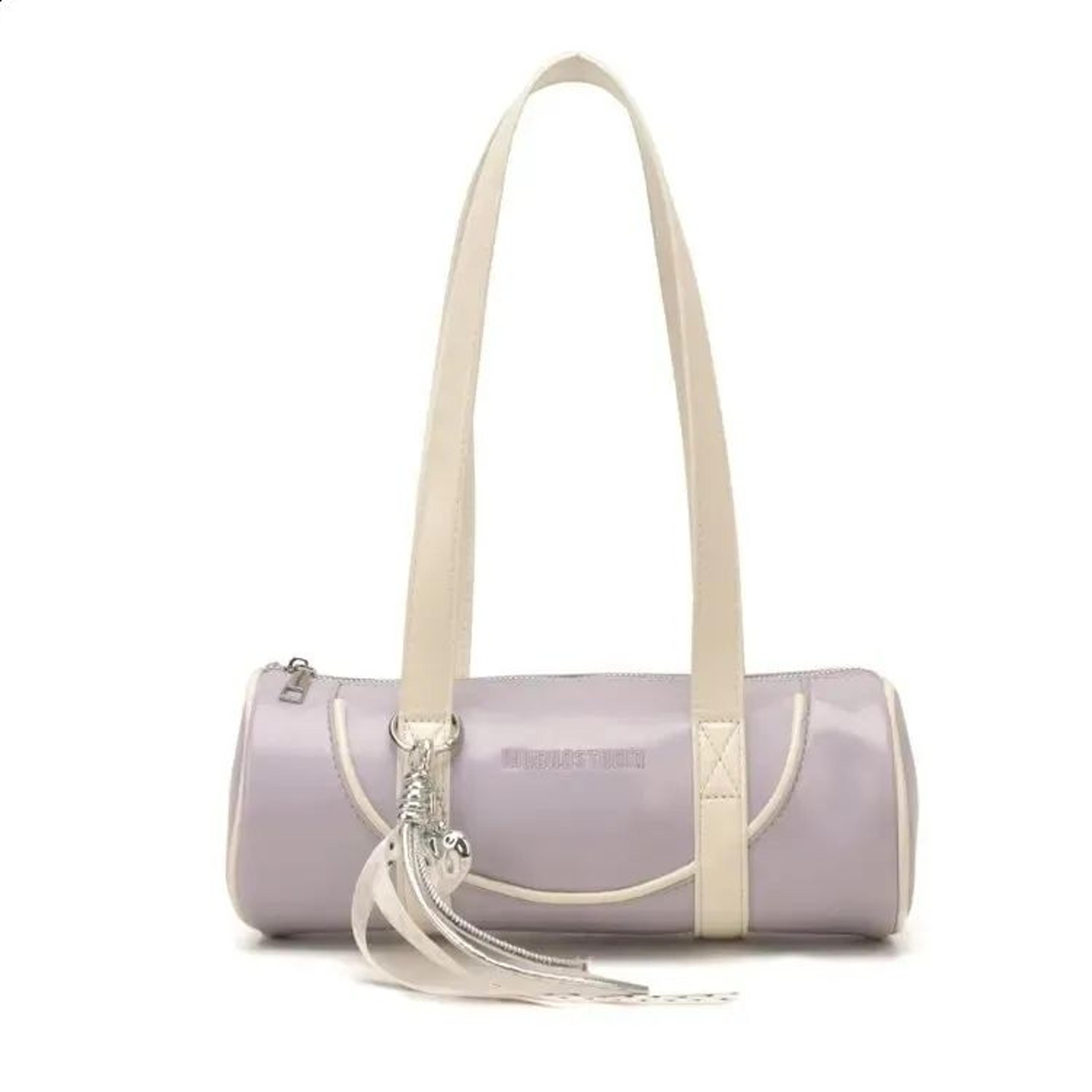 Womens Cylinder Shoulder Bag With Contrast Trim For Everyday Use 4