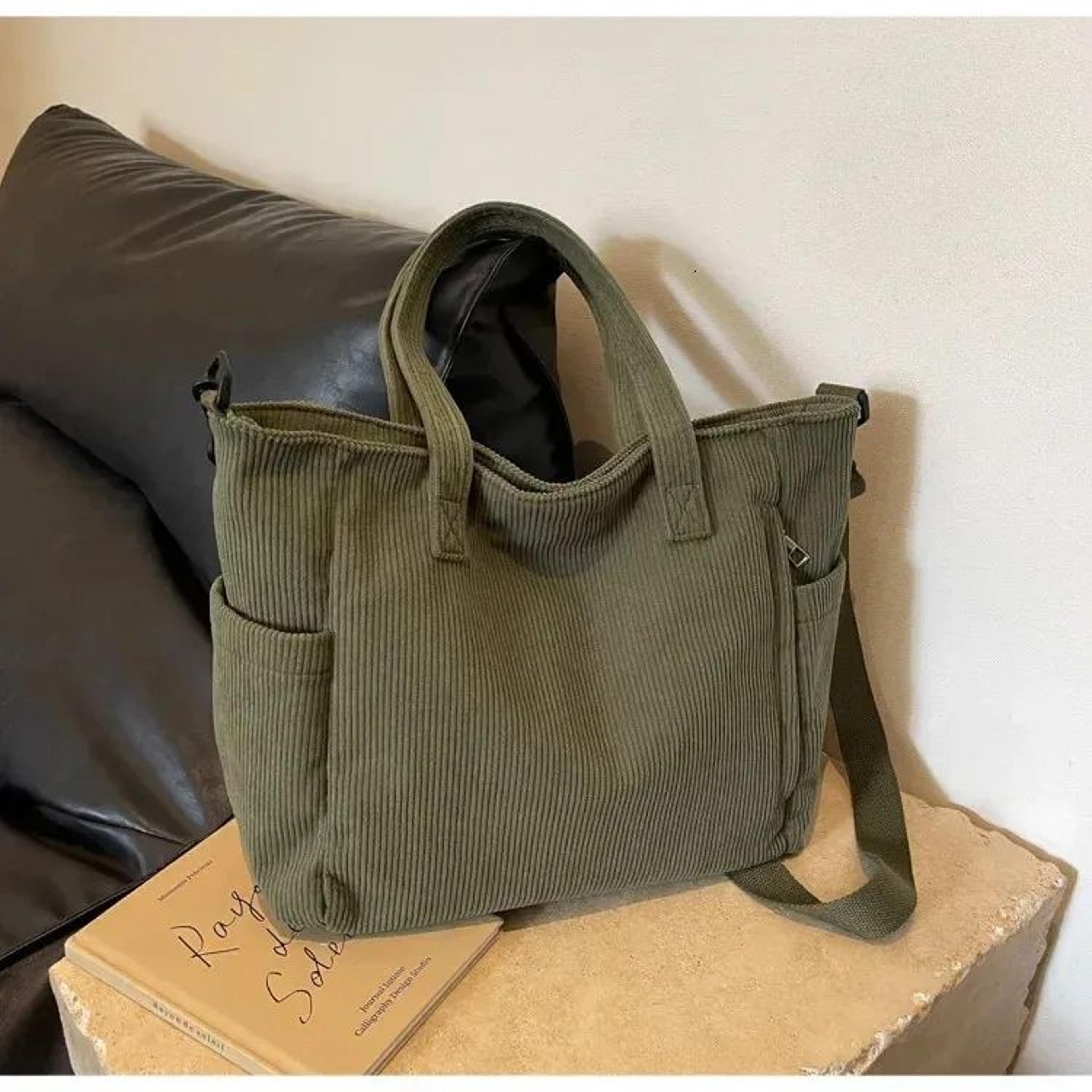 Large Corduroy Crossbody Shoulder Bag With Adjustable Strap For College And Travel 2