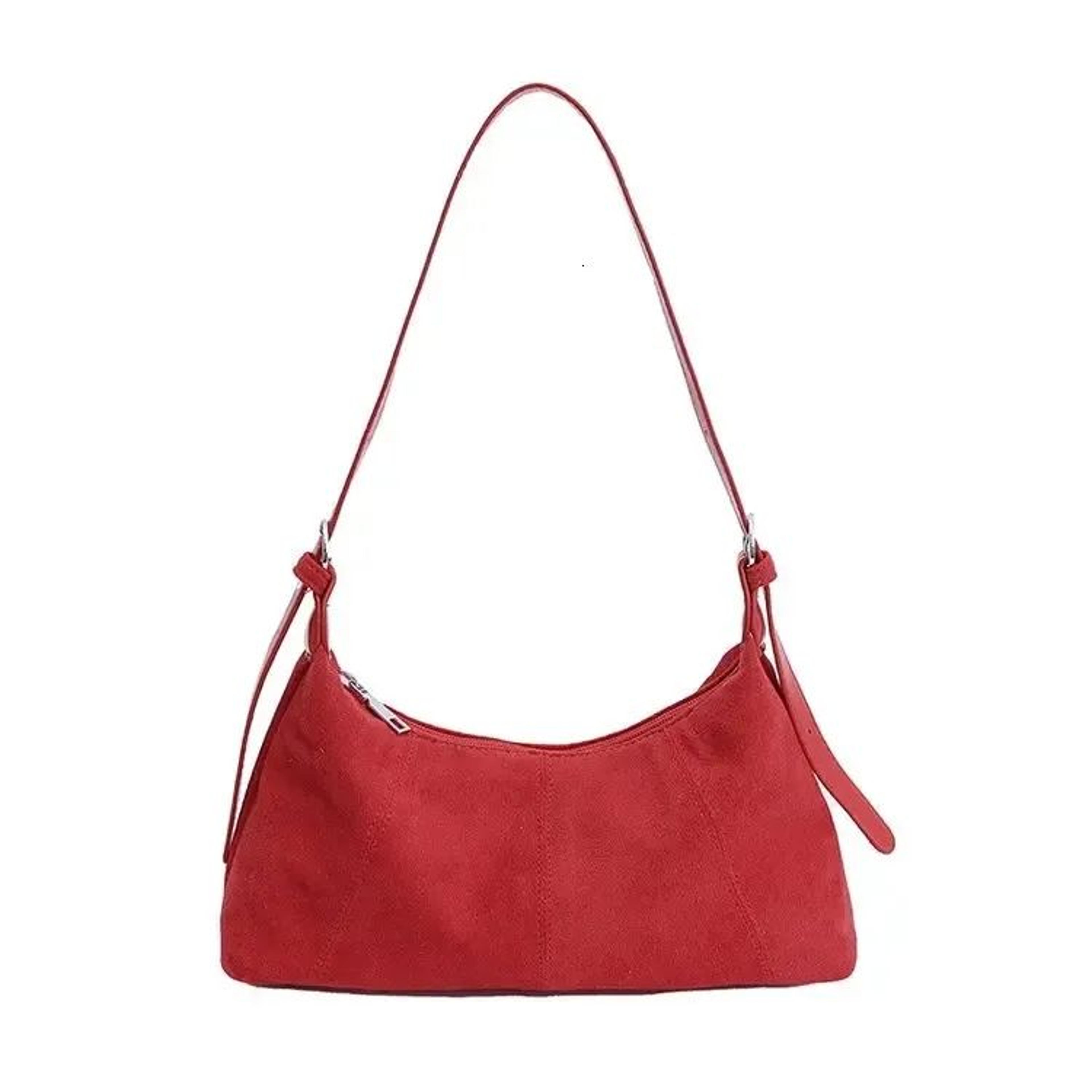 womens suede shoulder bag with adjustable removable straps