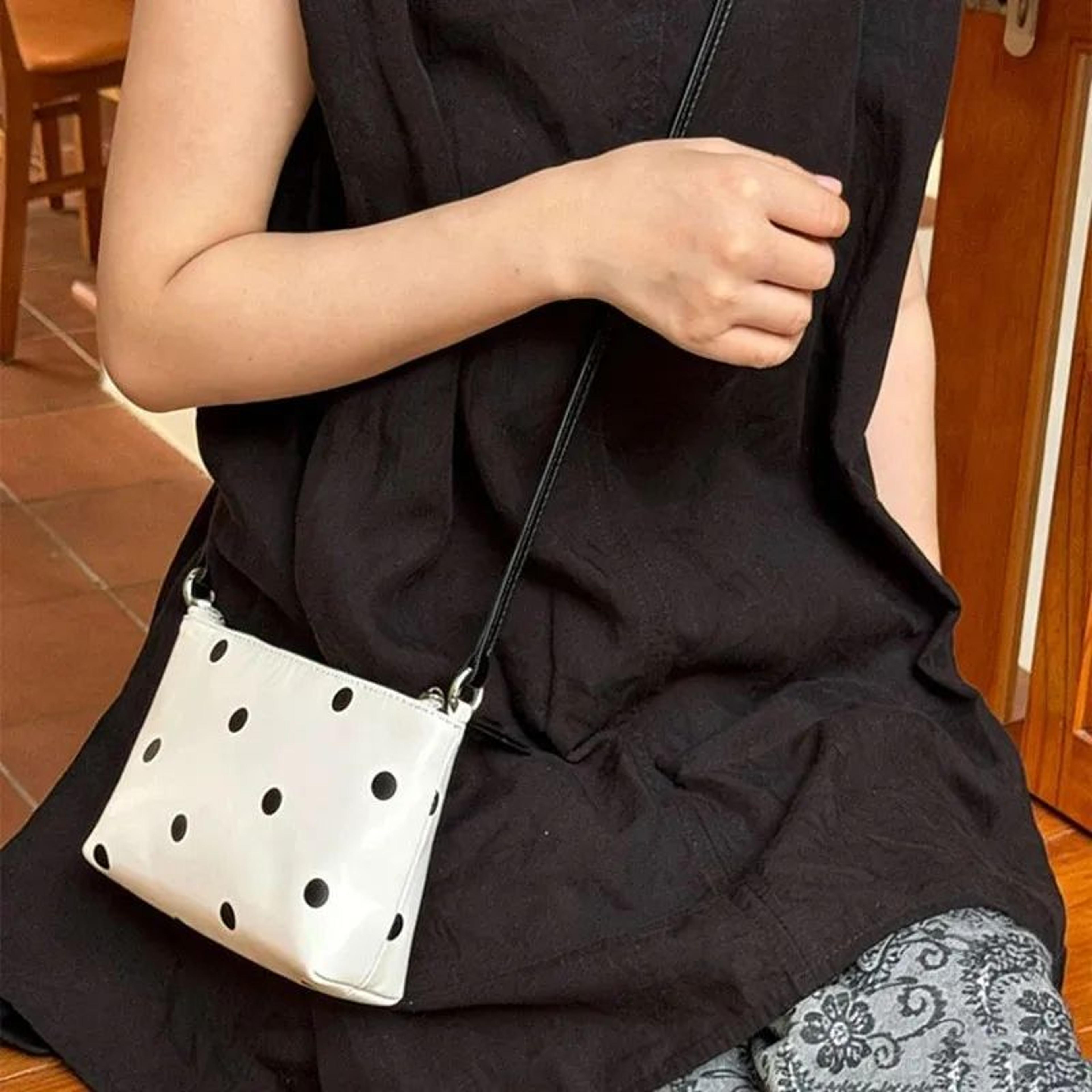 Black And White Polka Dot Mini Shoulder Bag For Women 1