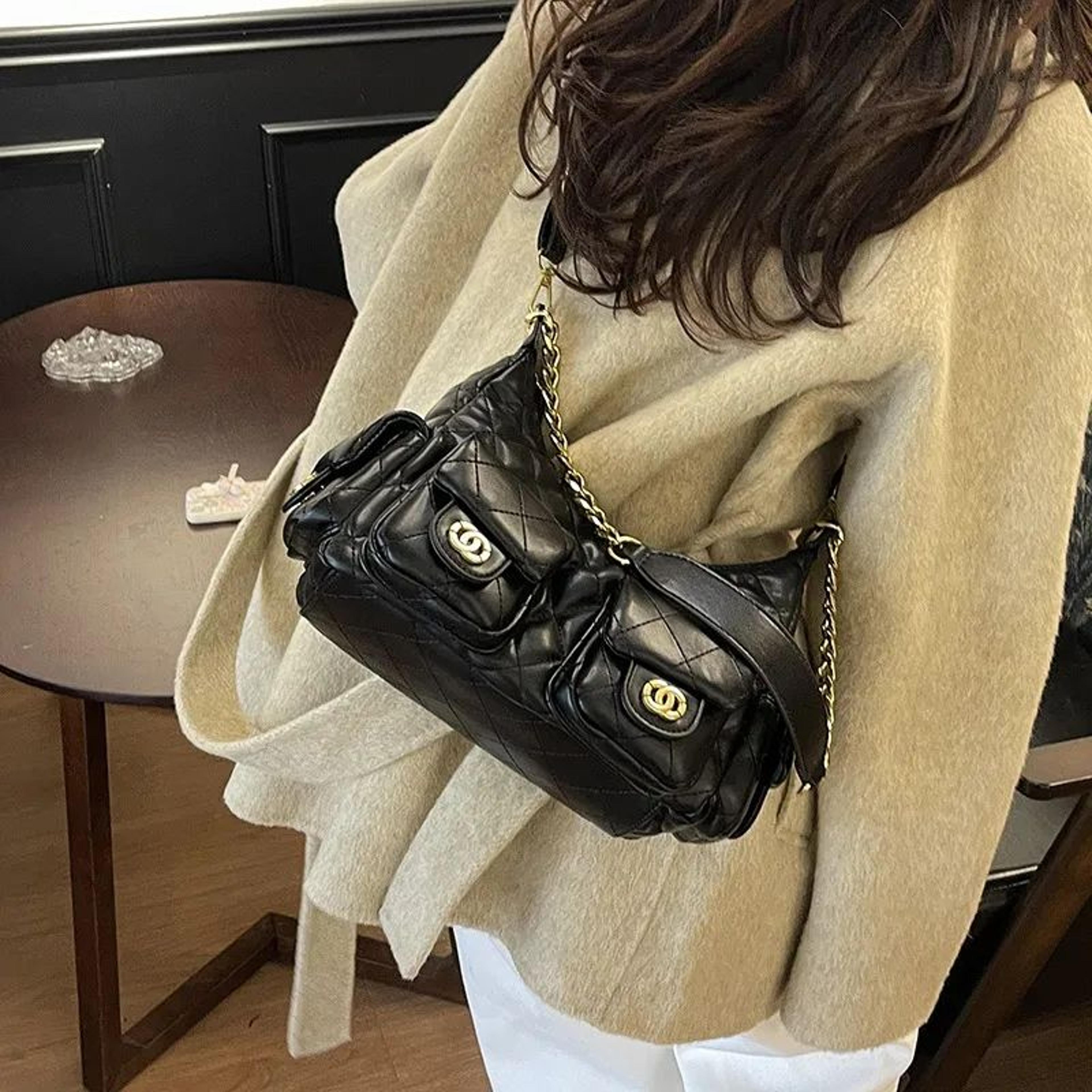 diamond quilted shoulder bag for women minimalist everyday handbag