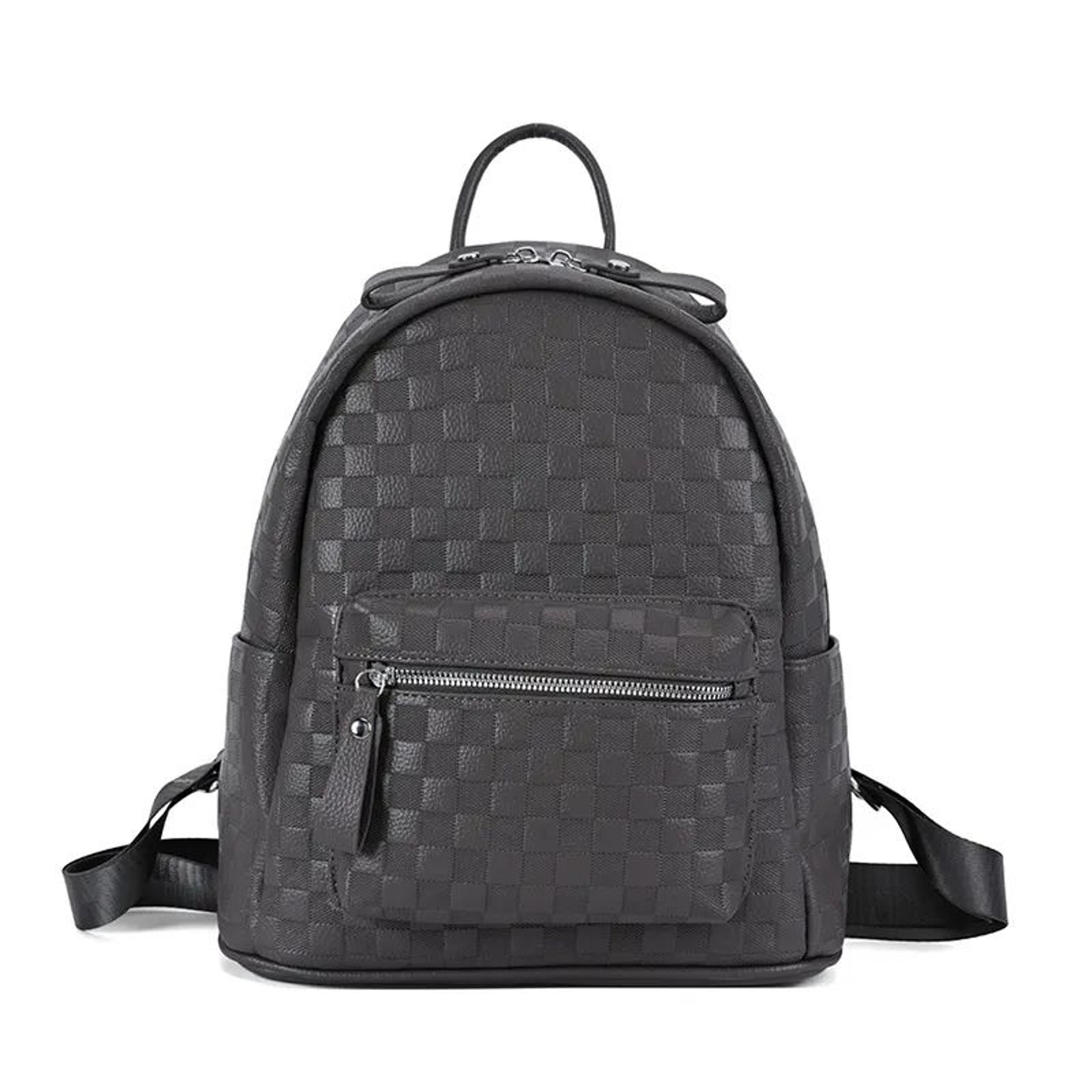 womens large capacity plaid leather backpack for everyday commuting