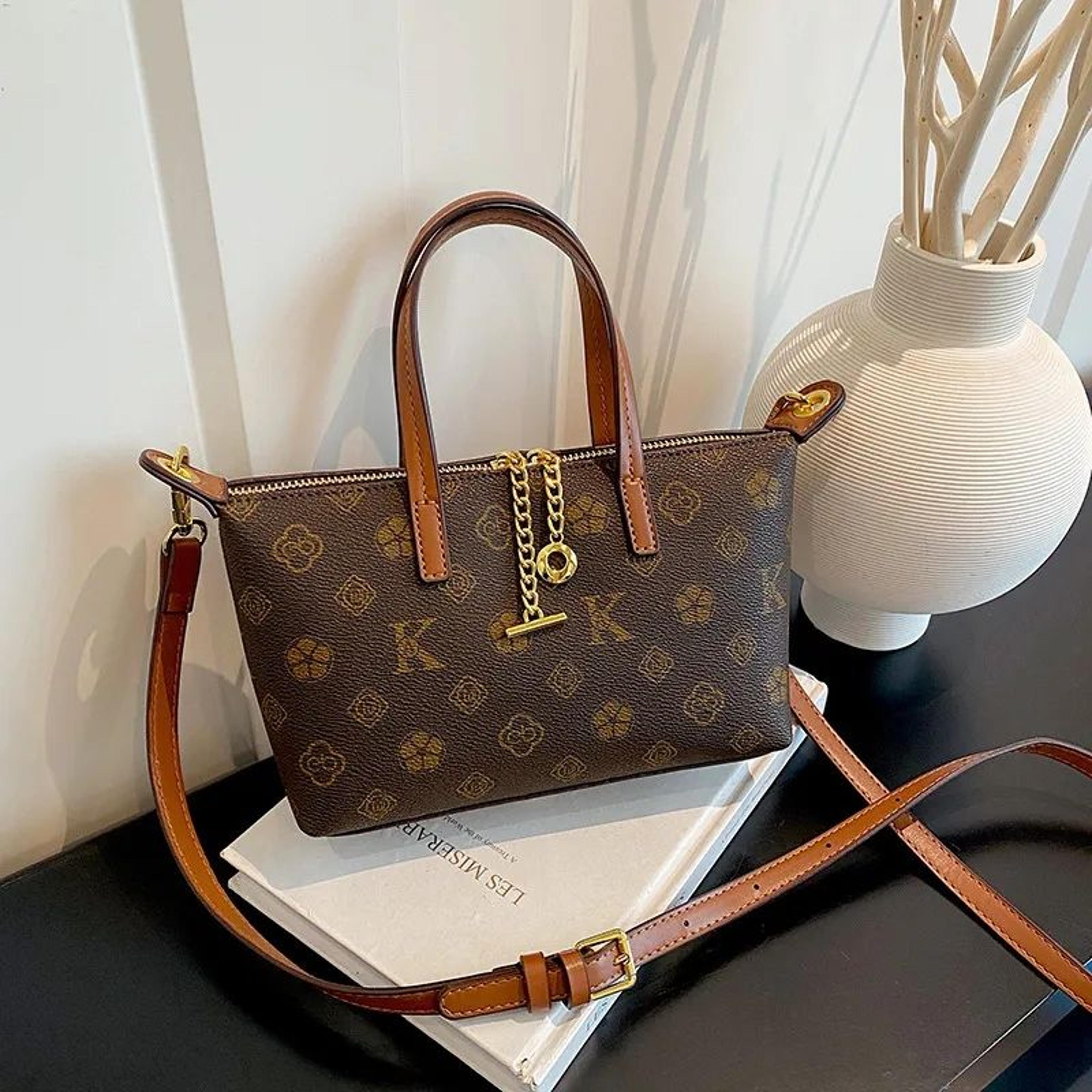 women vintage printed shoulder bag with adjustable crossbody strap