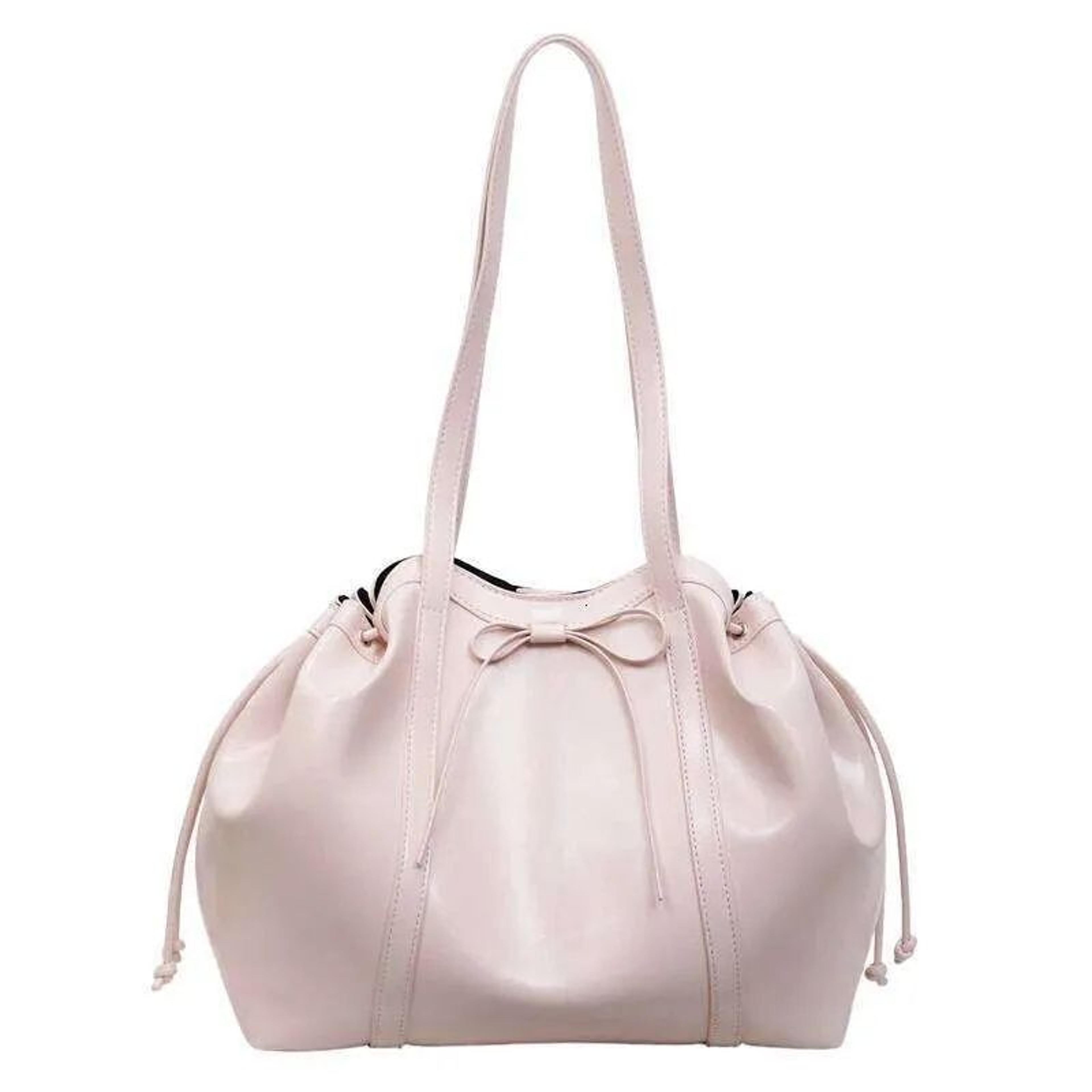 Leather Shoulder Bag With Bow Accent And Large Capacity 1