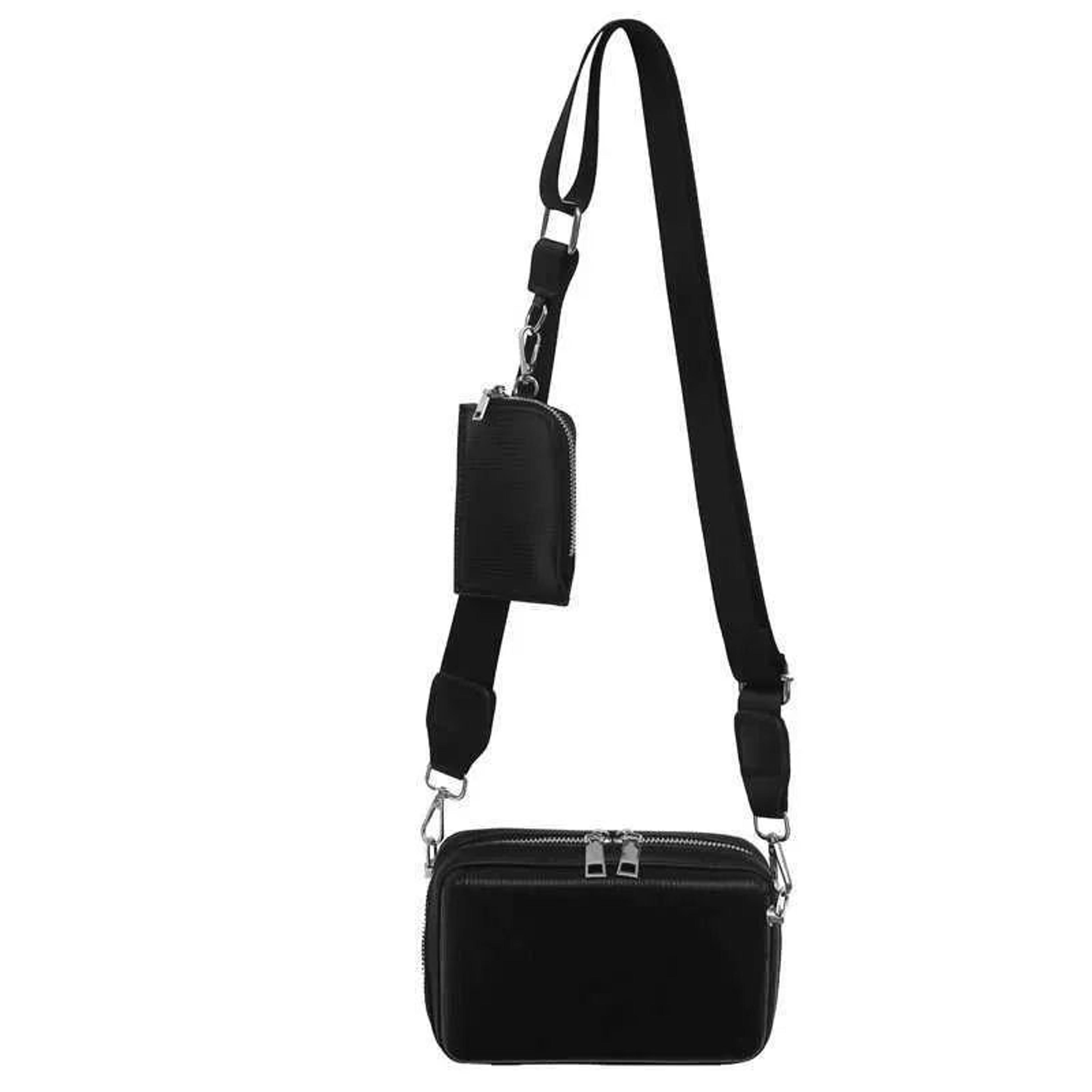 mini pu leather crossbody bag with zipper closure and adjustable strap