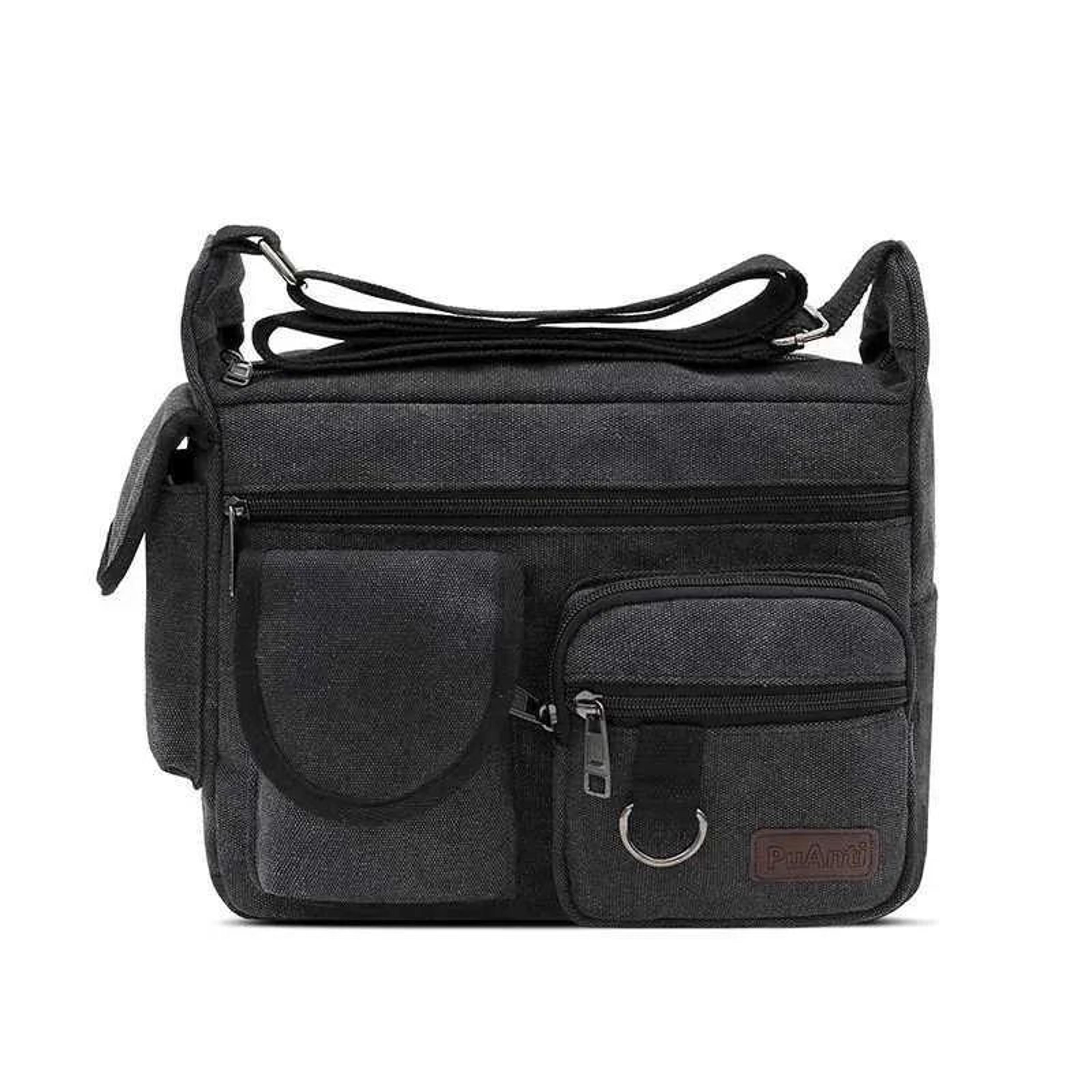 water-resistant canvas crossbody satchel bag with adjustable shoulder strap
