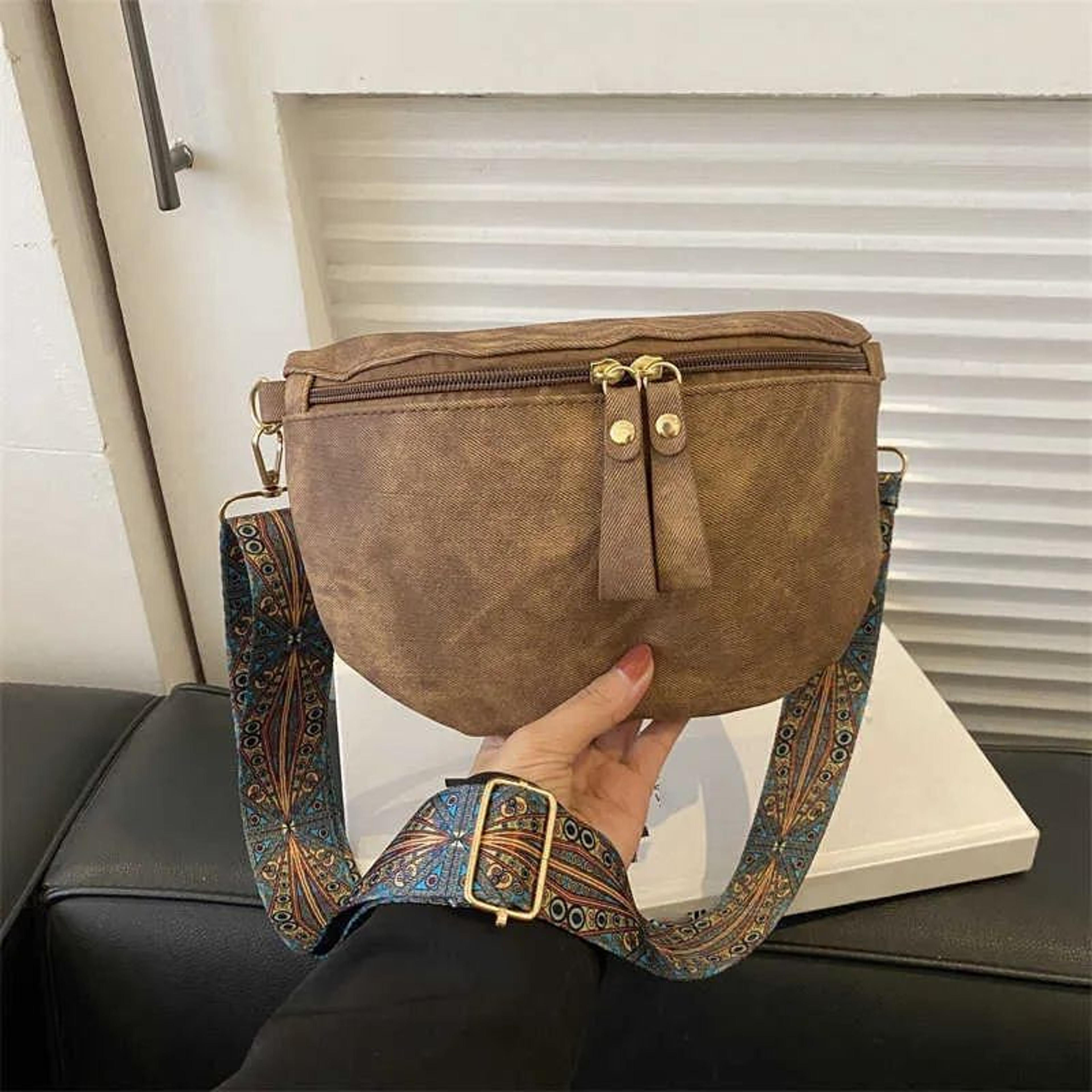 PU Leather Waist Bag With Wide Strap Solid Color Hobo Crossbody Purse 2