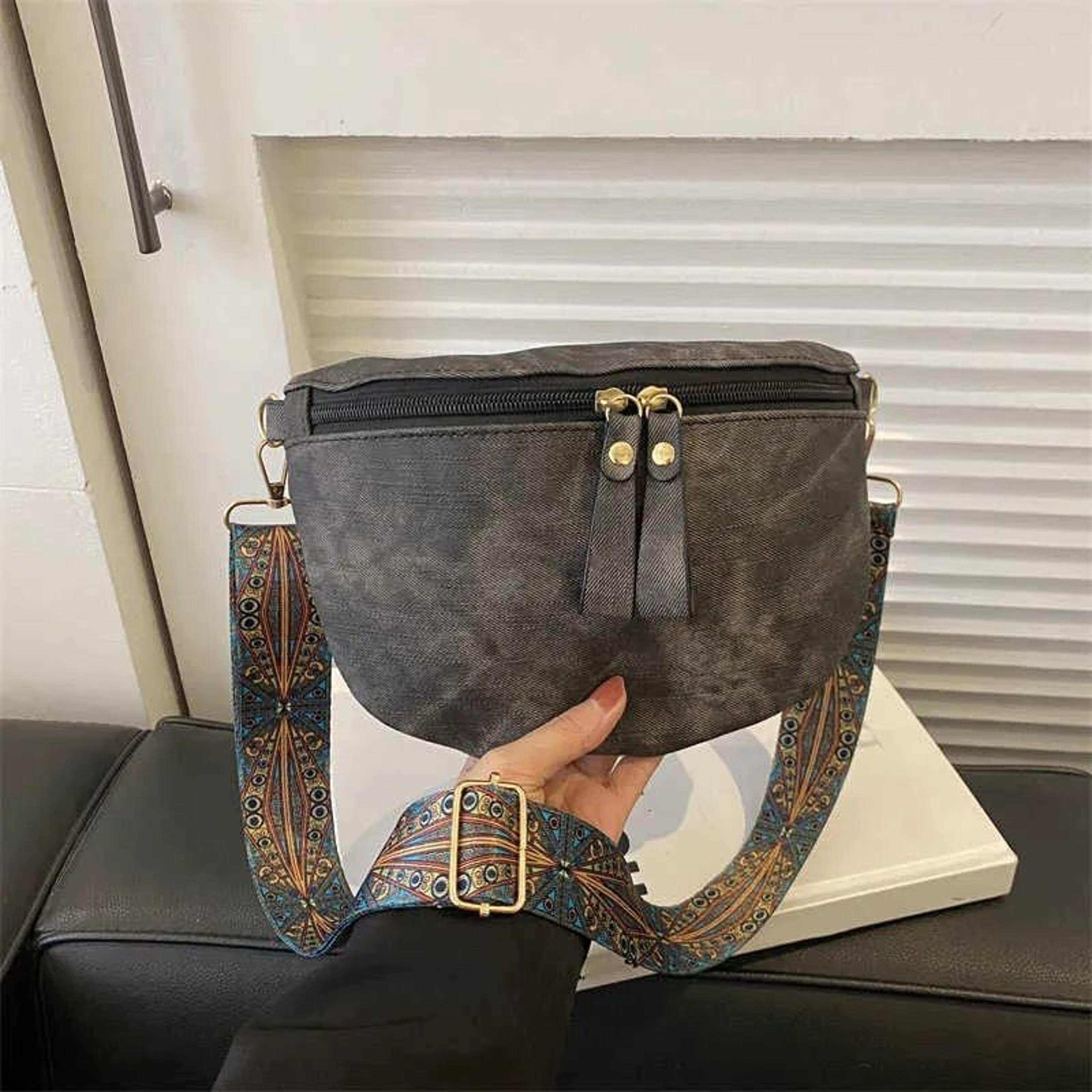 PU Leather Waist Bag With Wide Strap Solid Color Hobo Crossbody Purse 1