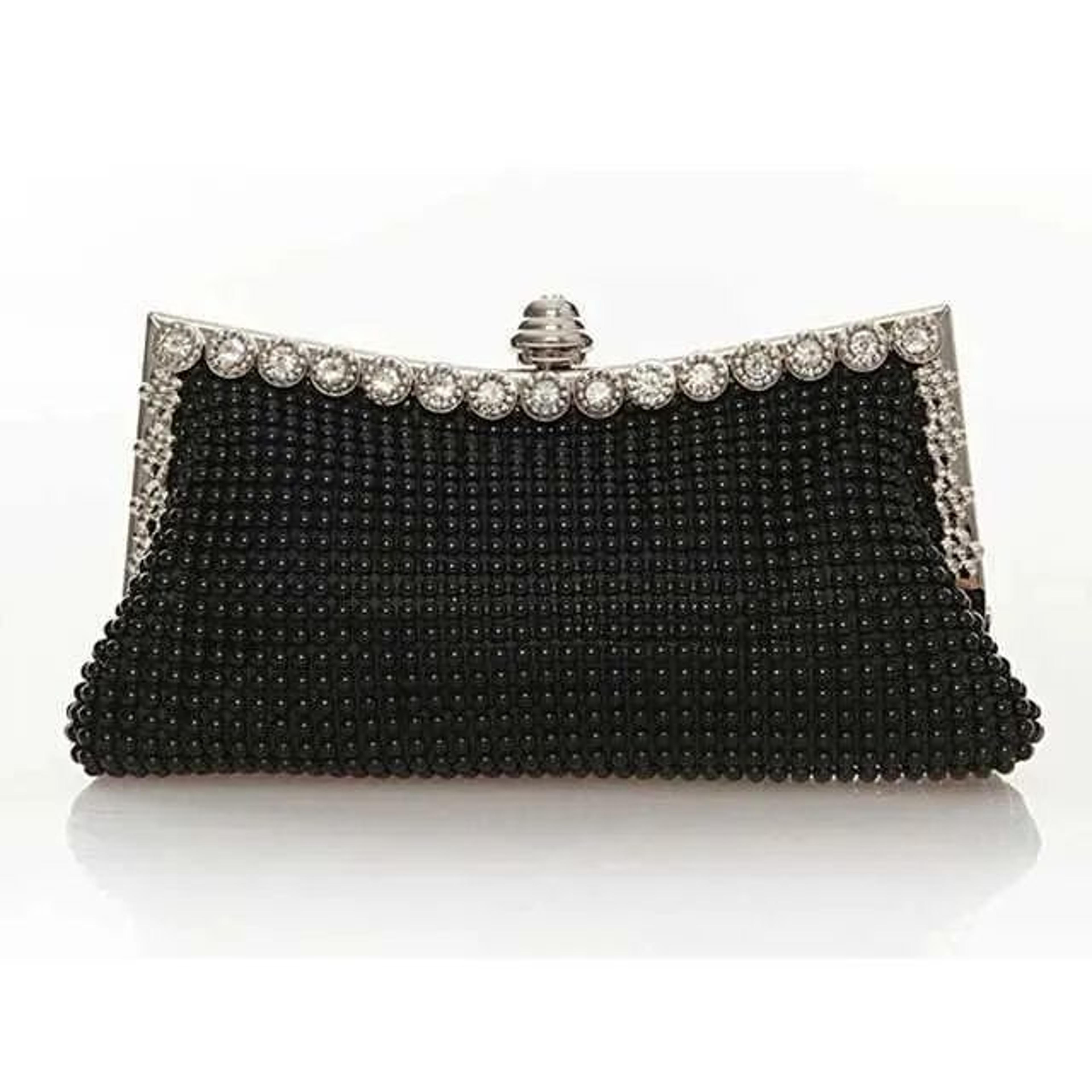 gold beaded evening clutch purse with vintage style and silver-tone accents