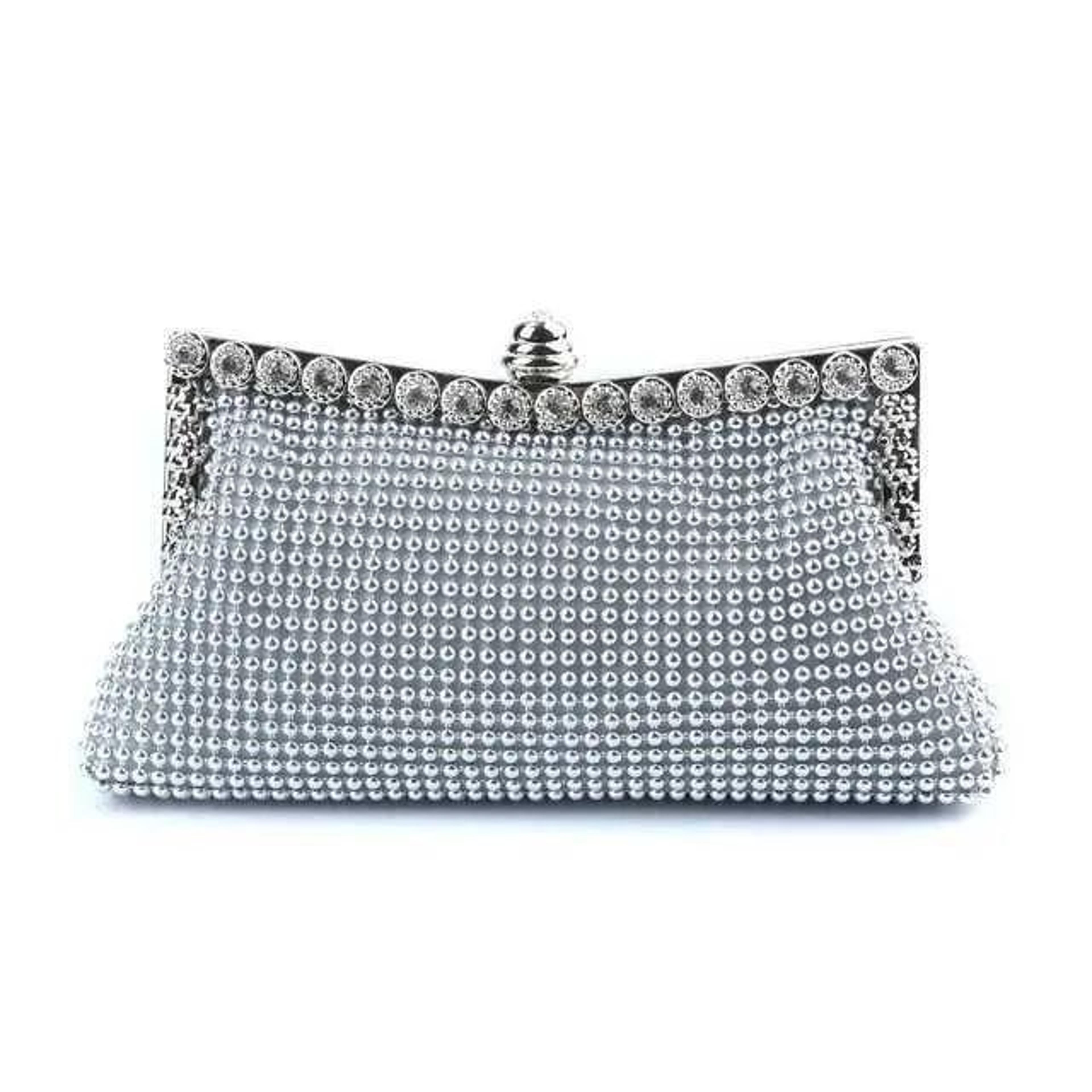 Gold Beaded Evening Clutch Purse With Vintage Style And SilverTone Accents 2