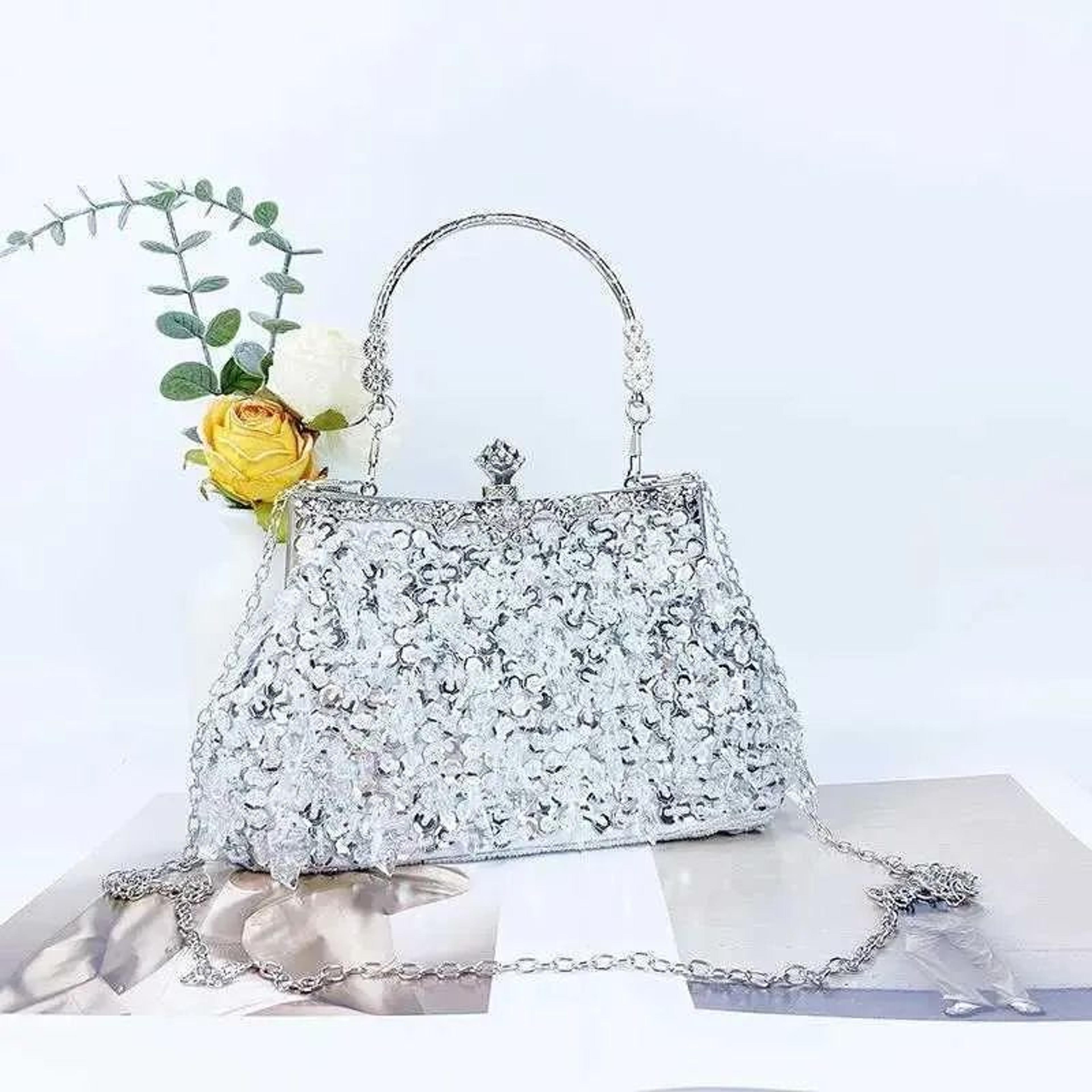 Beaded Evening Clutch Bag With Sparkling Sequins And Clasp Closure 2