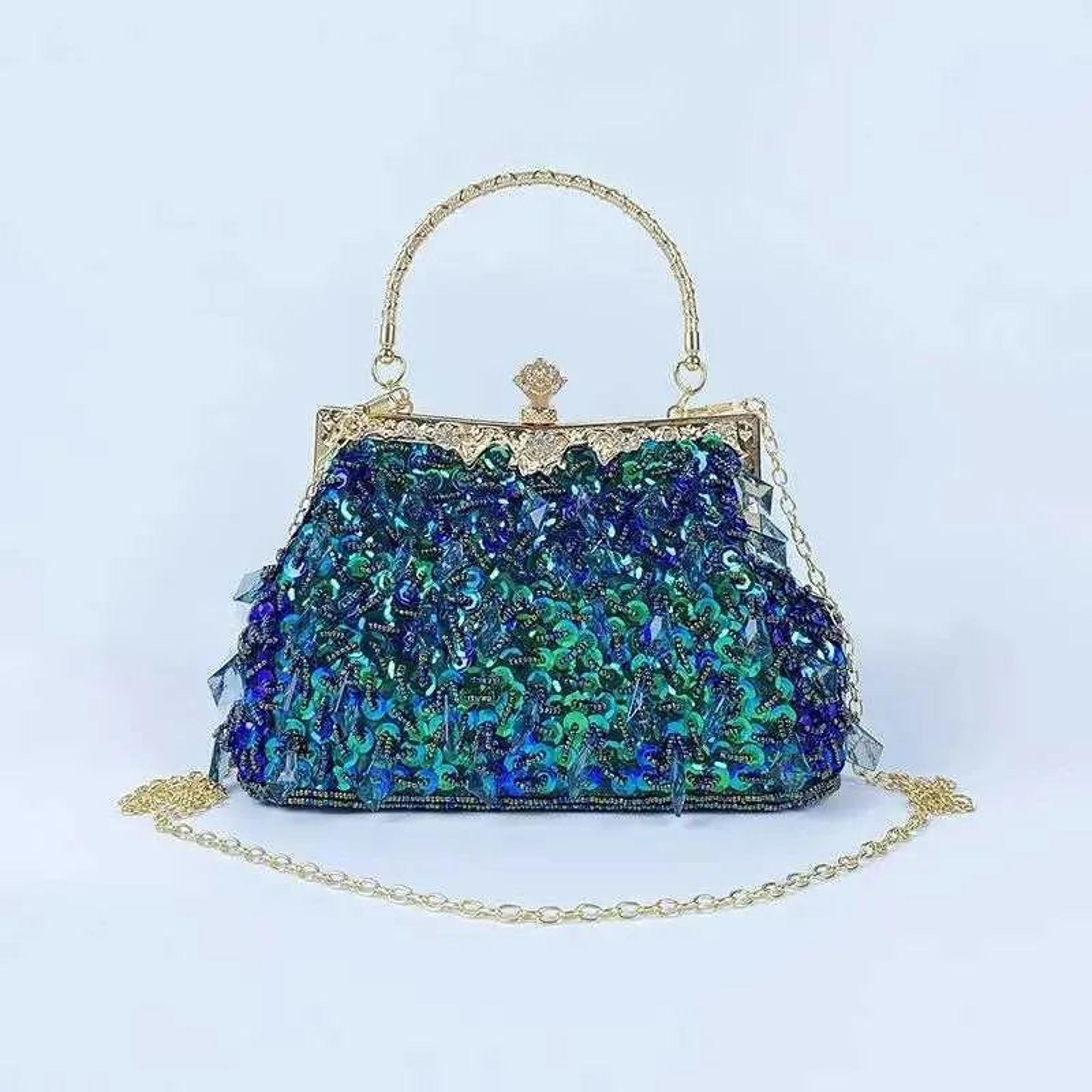 Beaded Evening Clutch Bag With Sparkling Sequins And Clasp Closure 1