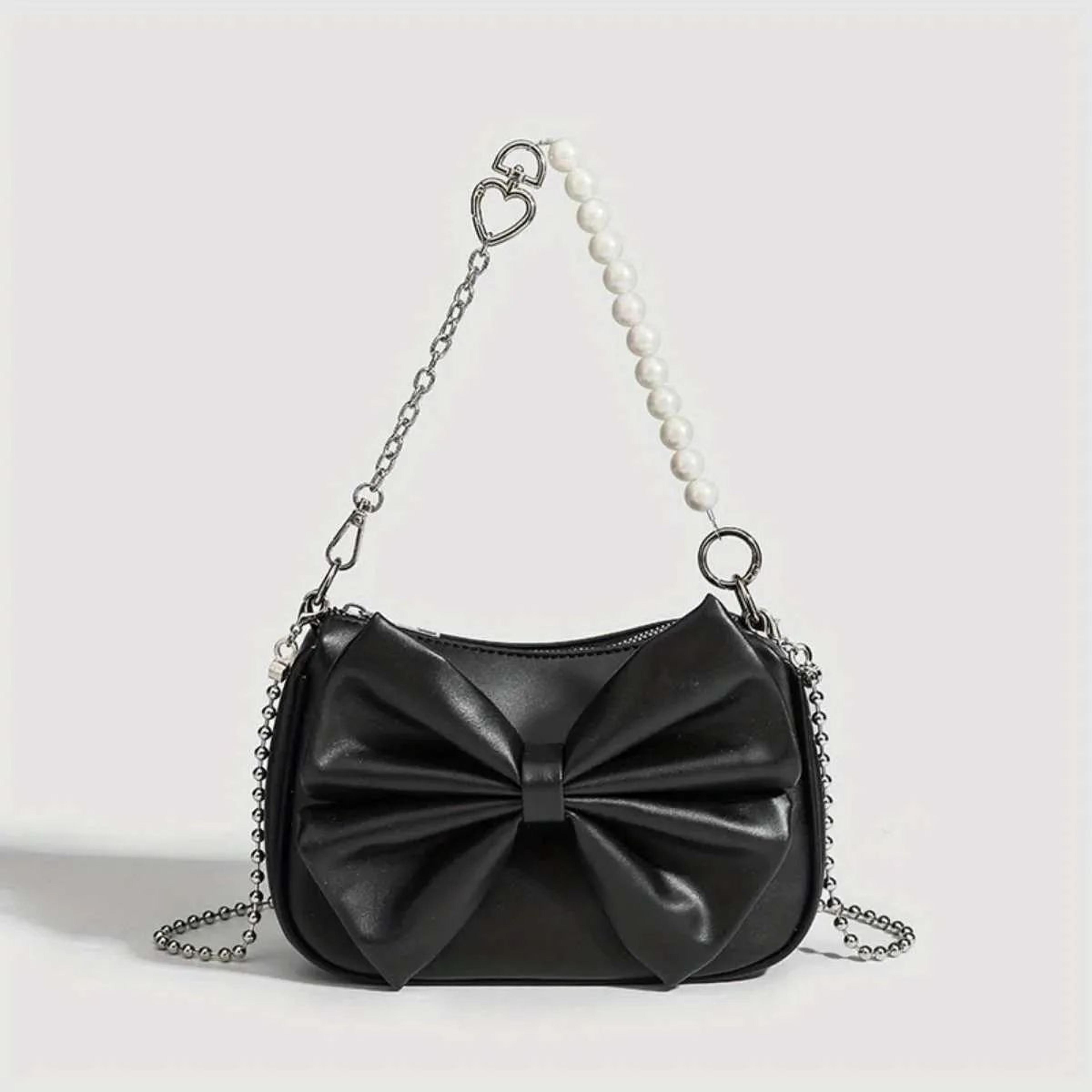 womens pu leather table tennis bag with bow bead design