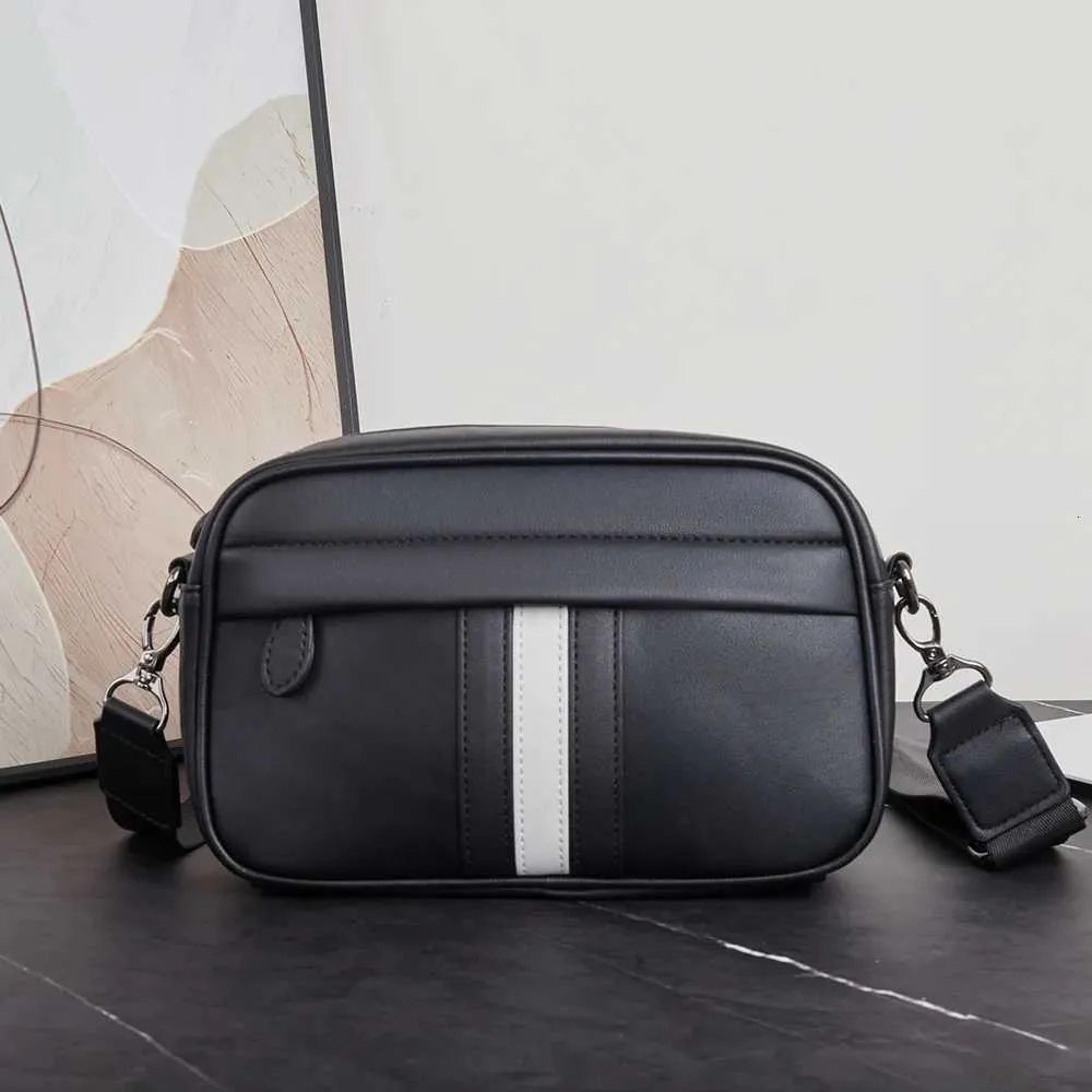 mens waterproof pu crossbody shoulder bag with adjustable strap and zipper closure