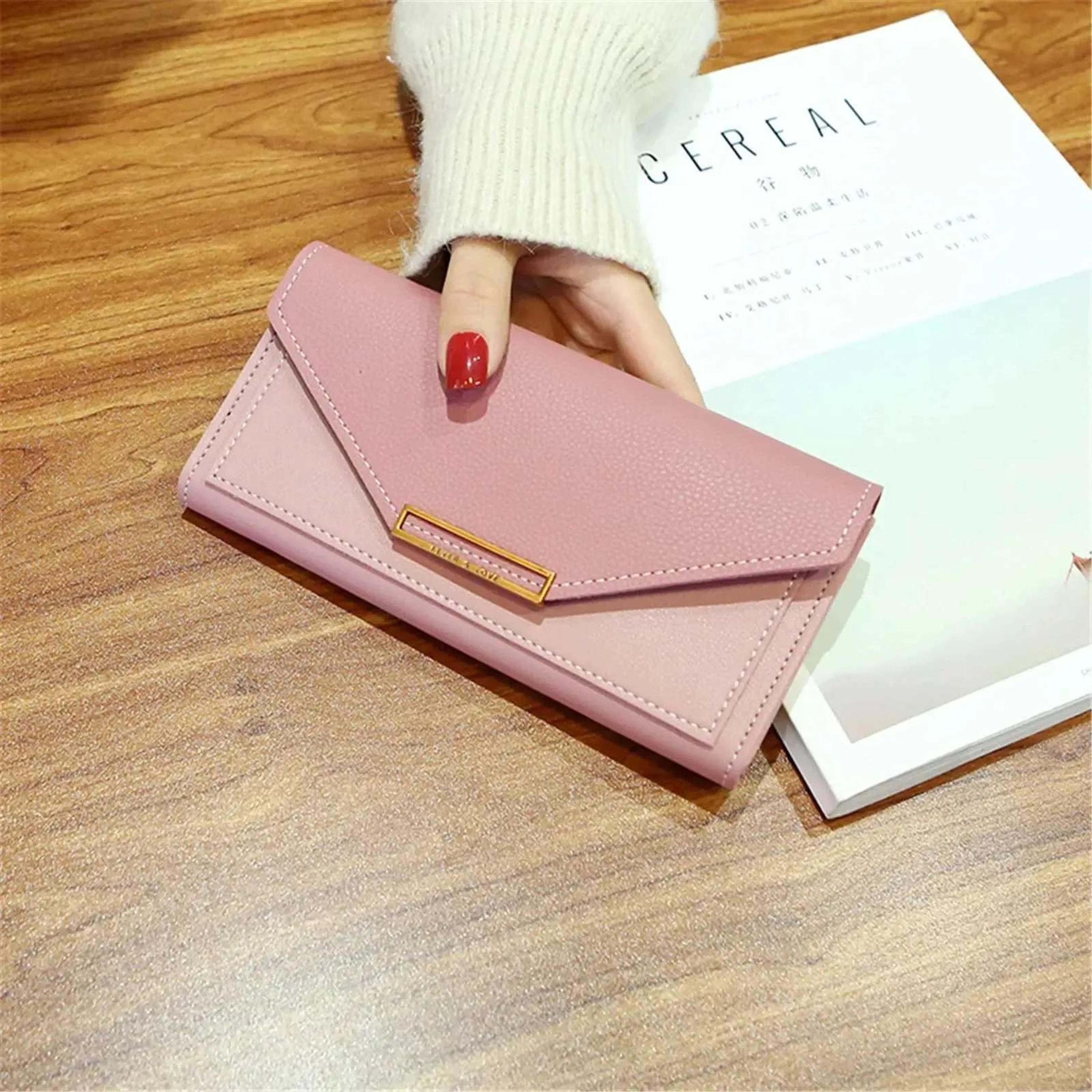 Women Long PU Leather Wallet With Buckle Clasp And Clutch Design 1