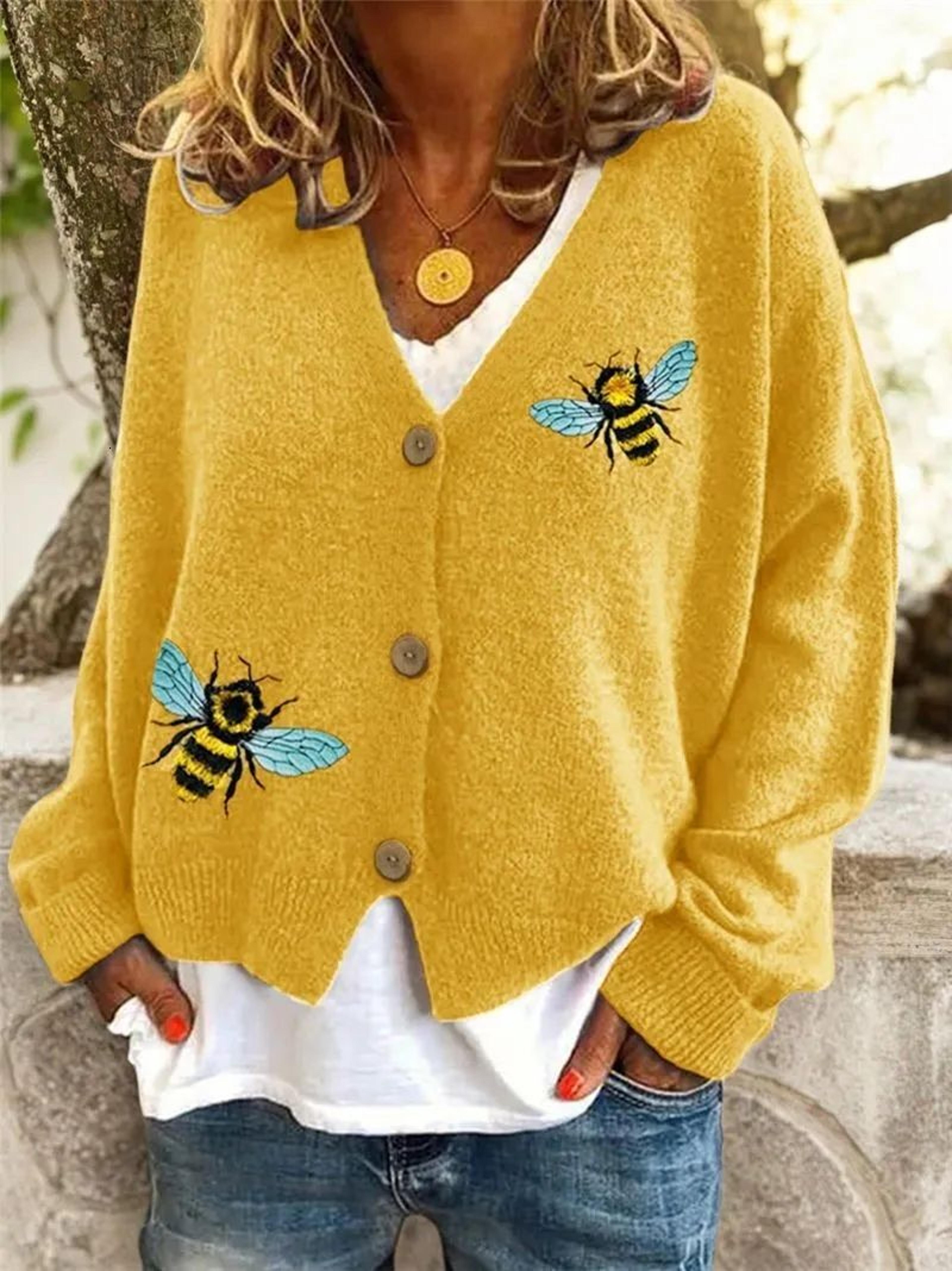 animal print knitted cardigan sweater with v-neck for fall and winter