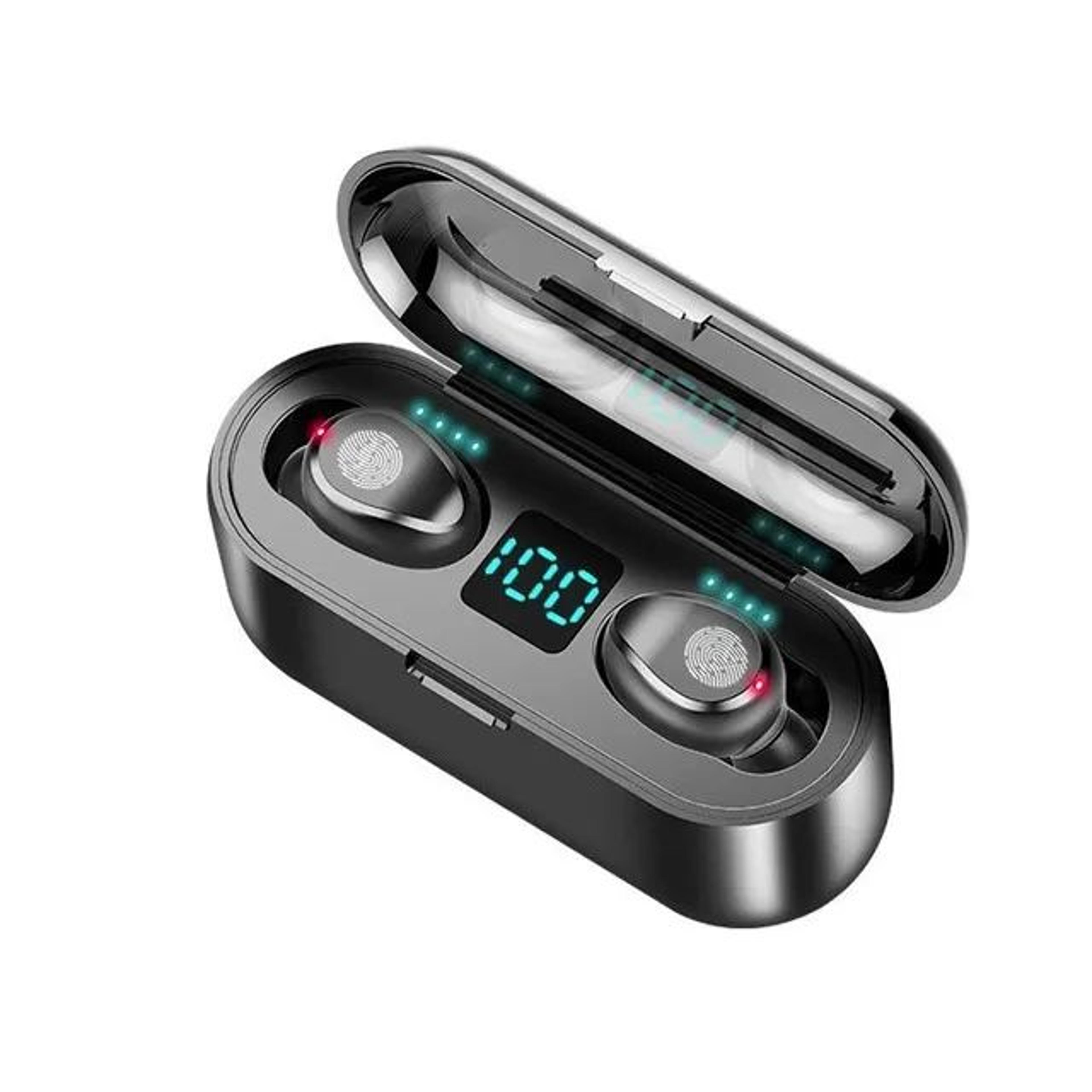 wireless bluetooth earbuds with charging case and stereo sound
