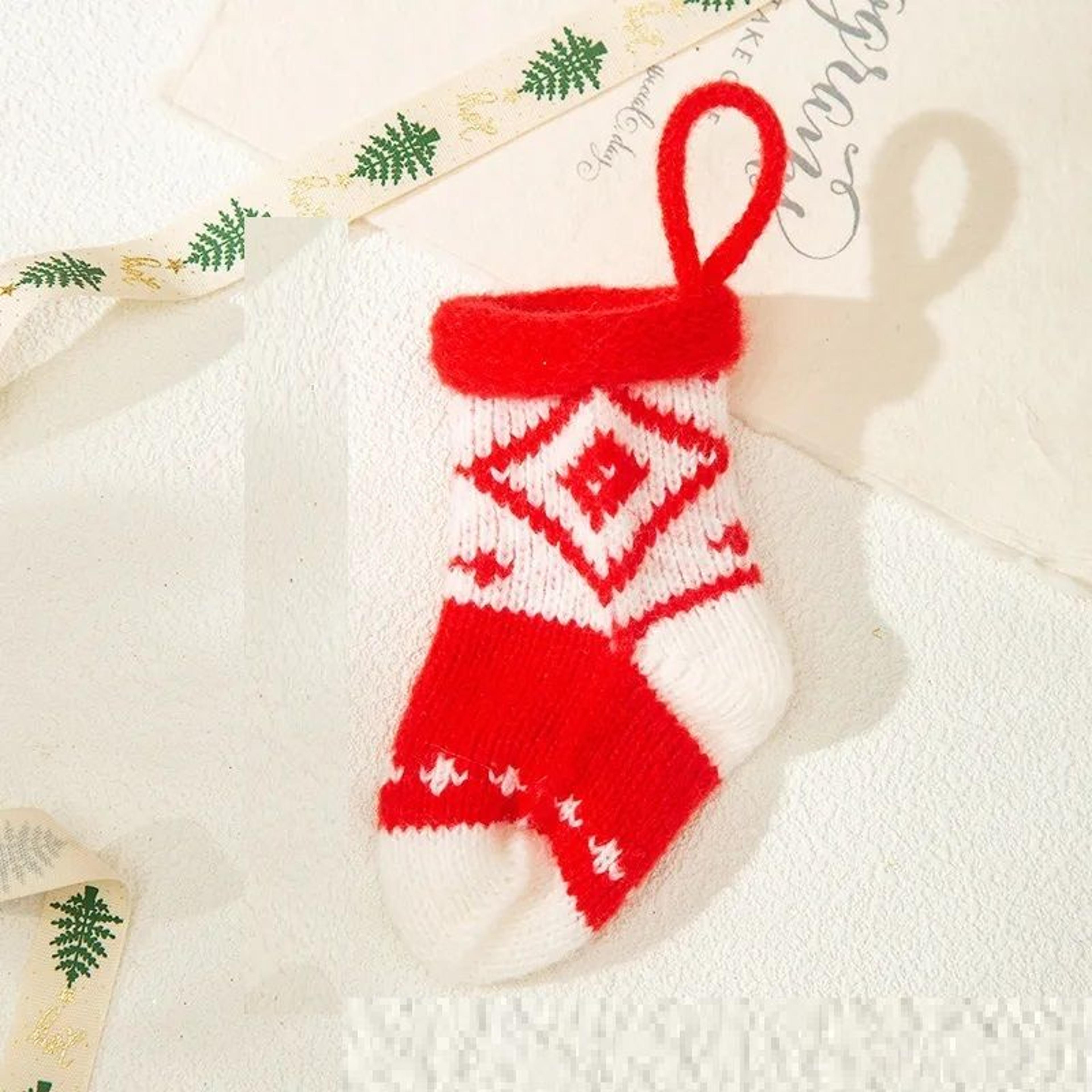 christmas knitted ornaments set mini knit christmas tree hanging decorations