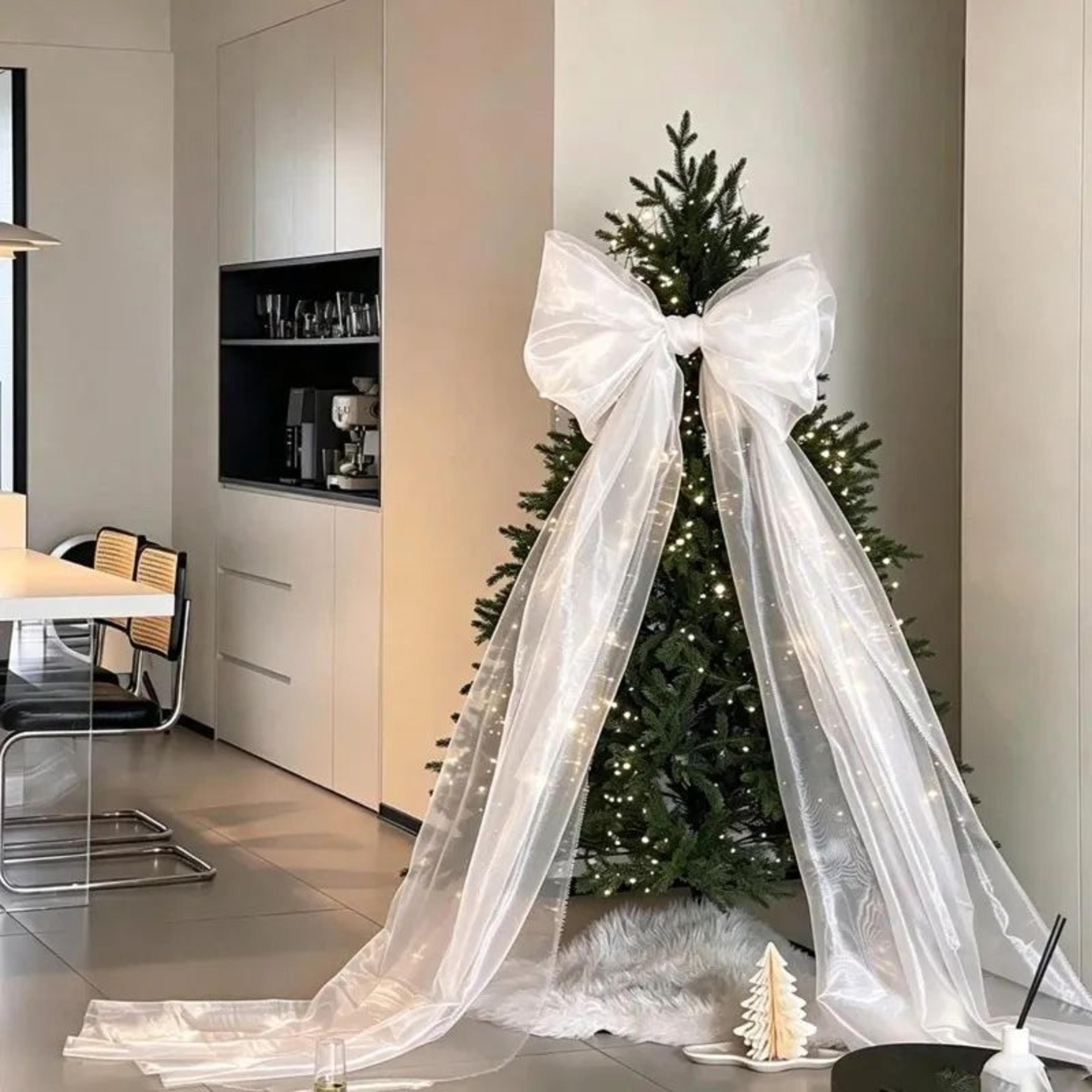 large christmas organza bow hanging decoration for christmas tree and holiday decor