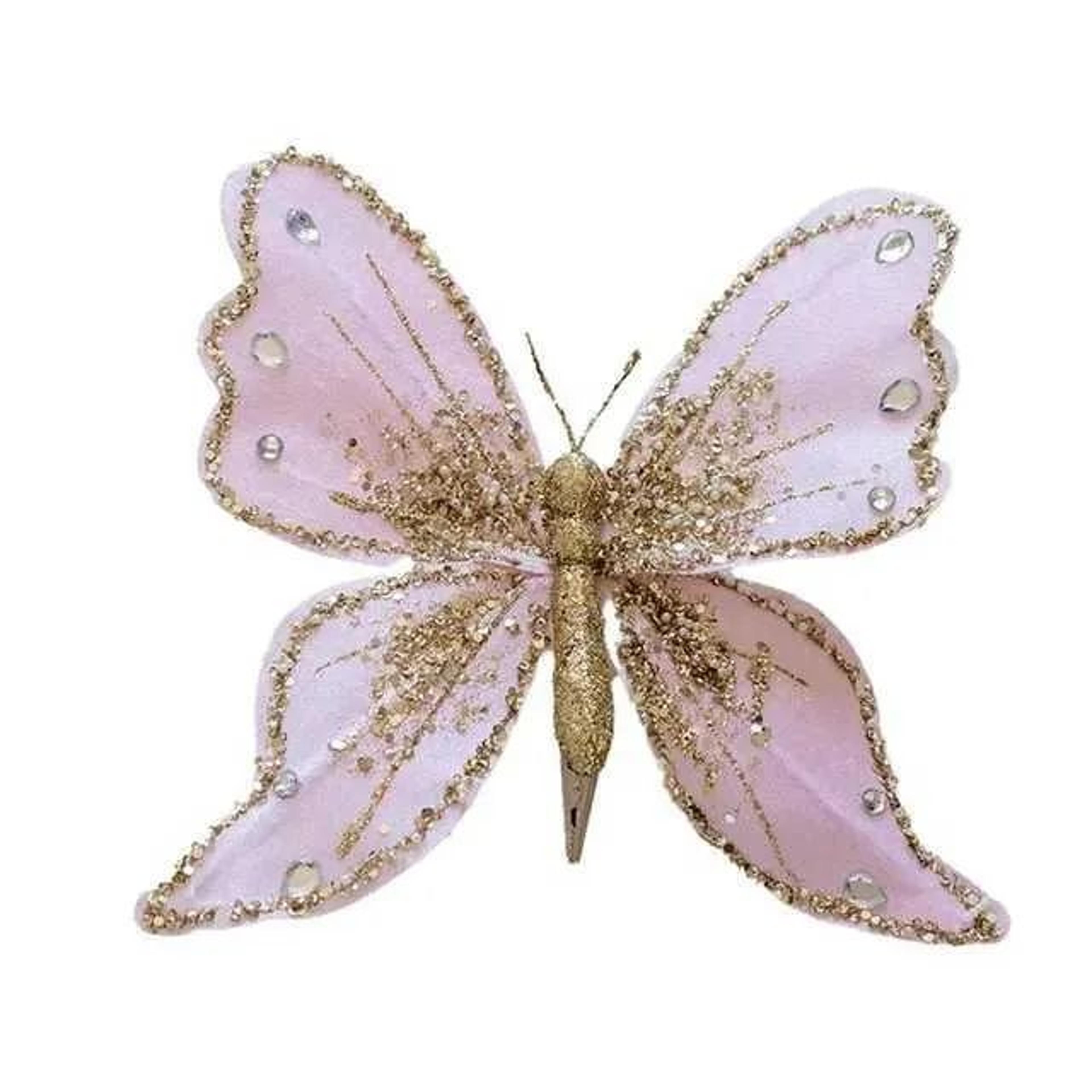 Christmas Glitter Butterfly Ornament With Metal Clip For Tree And Wreath Decor 4