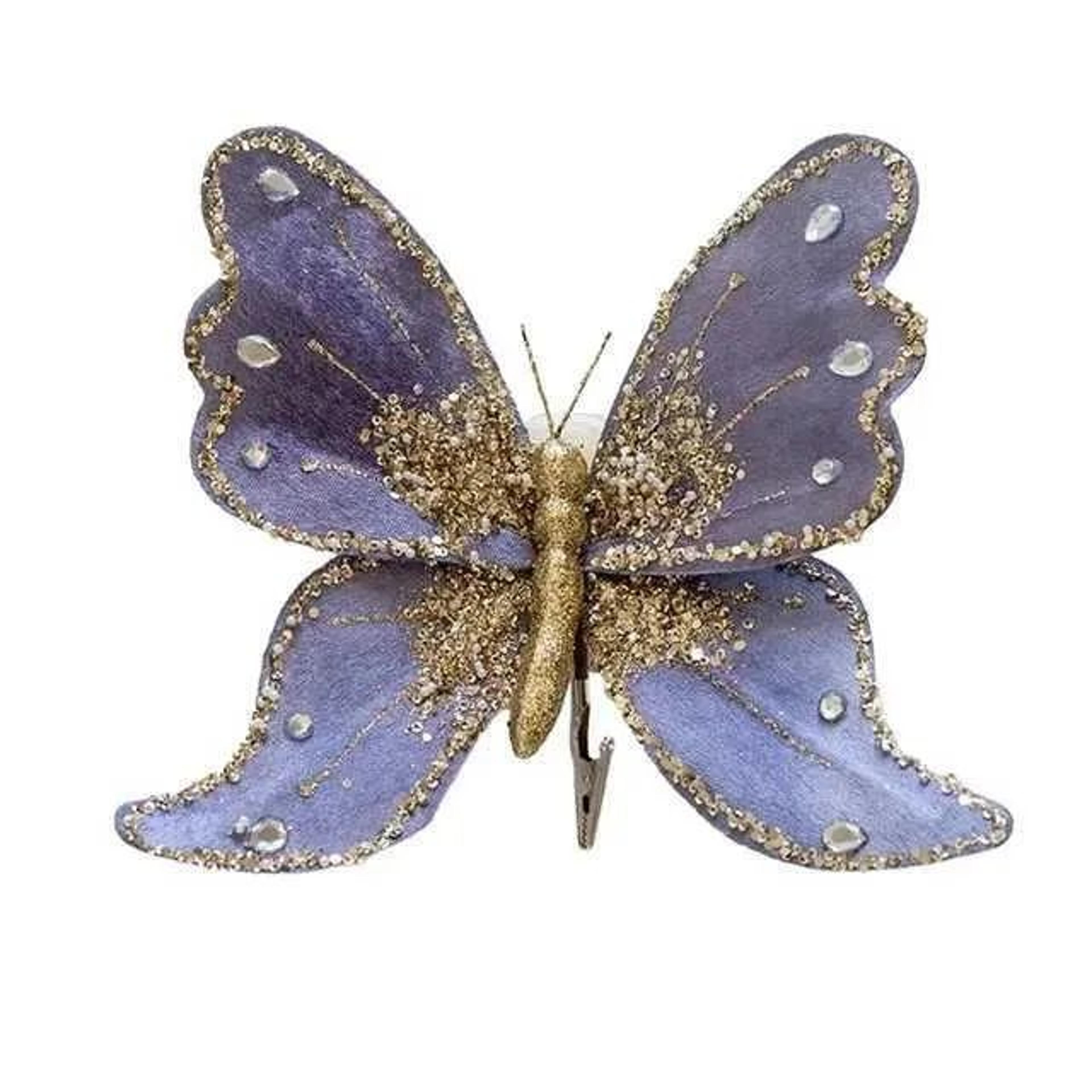 Christmas Glitter Butterfly Ornament With Metal Clip For Tree And Wreath Decor 2
