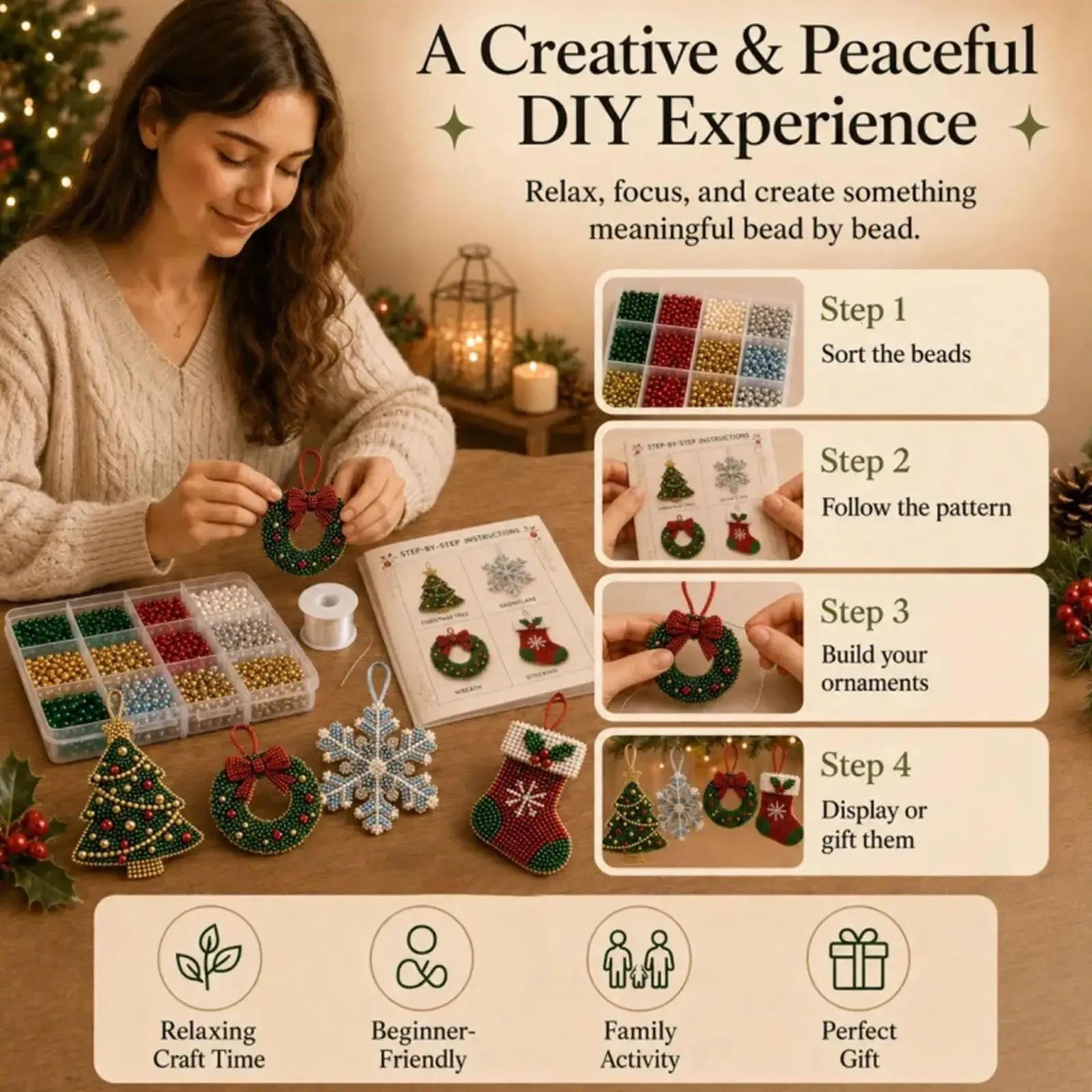 Christmas Tree And Snowflake Bead Craft Kit For Beginners 3