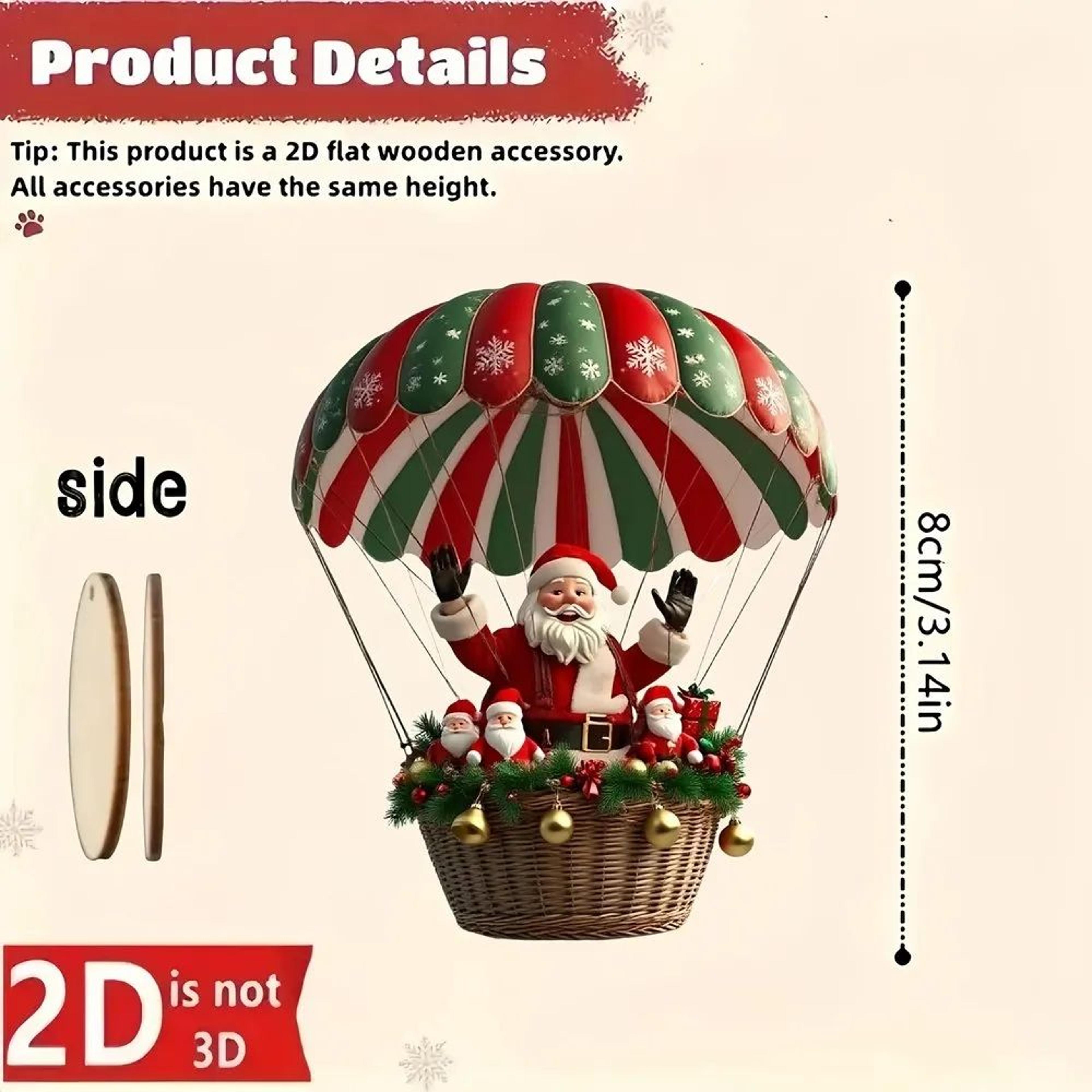 Christmas Wooden Hot Air Balloon Ornaments Santa Claus Hanging Decor 4